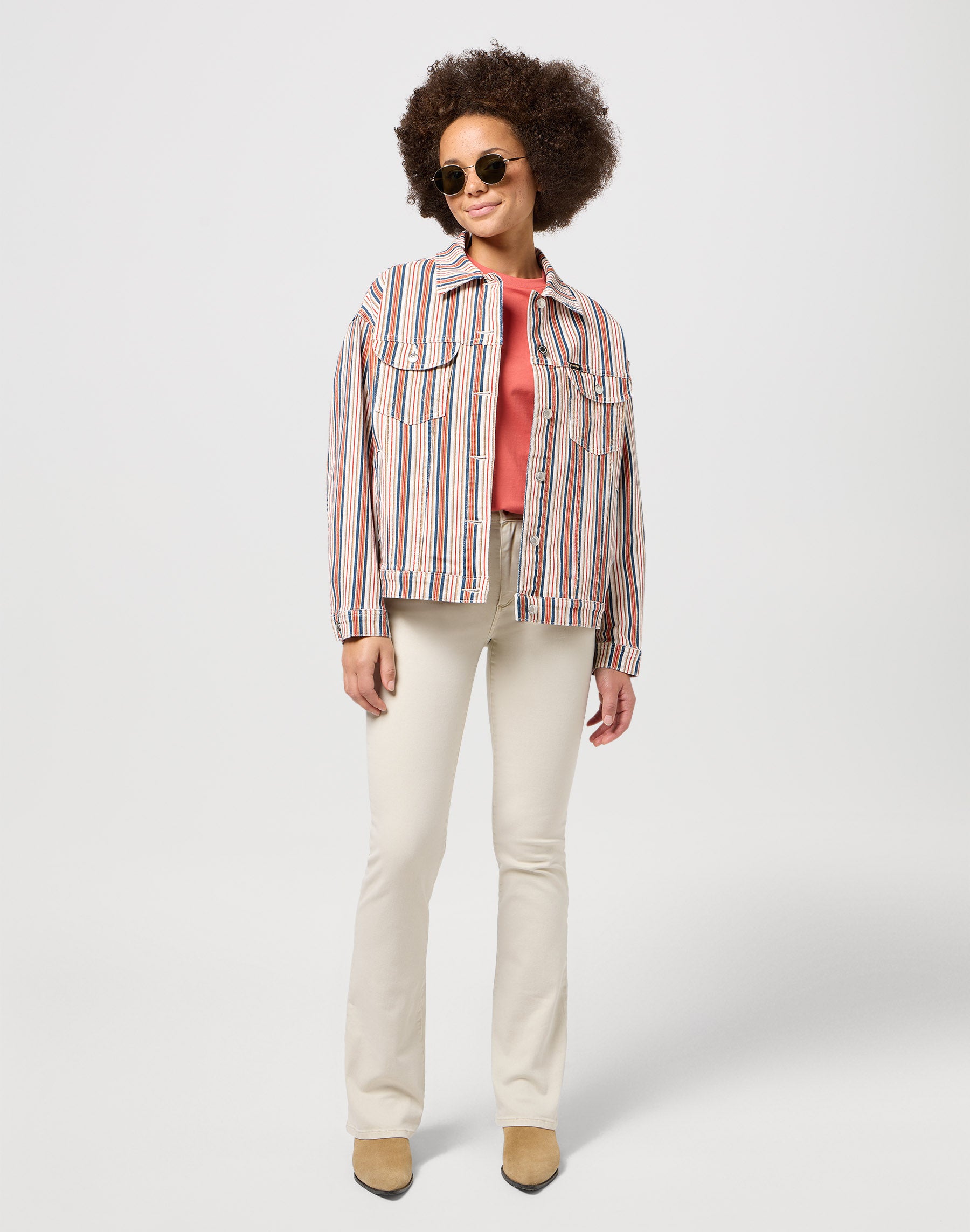 Giacca Girlfriend in Americana Stripe Giacche Wrangler   