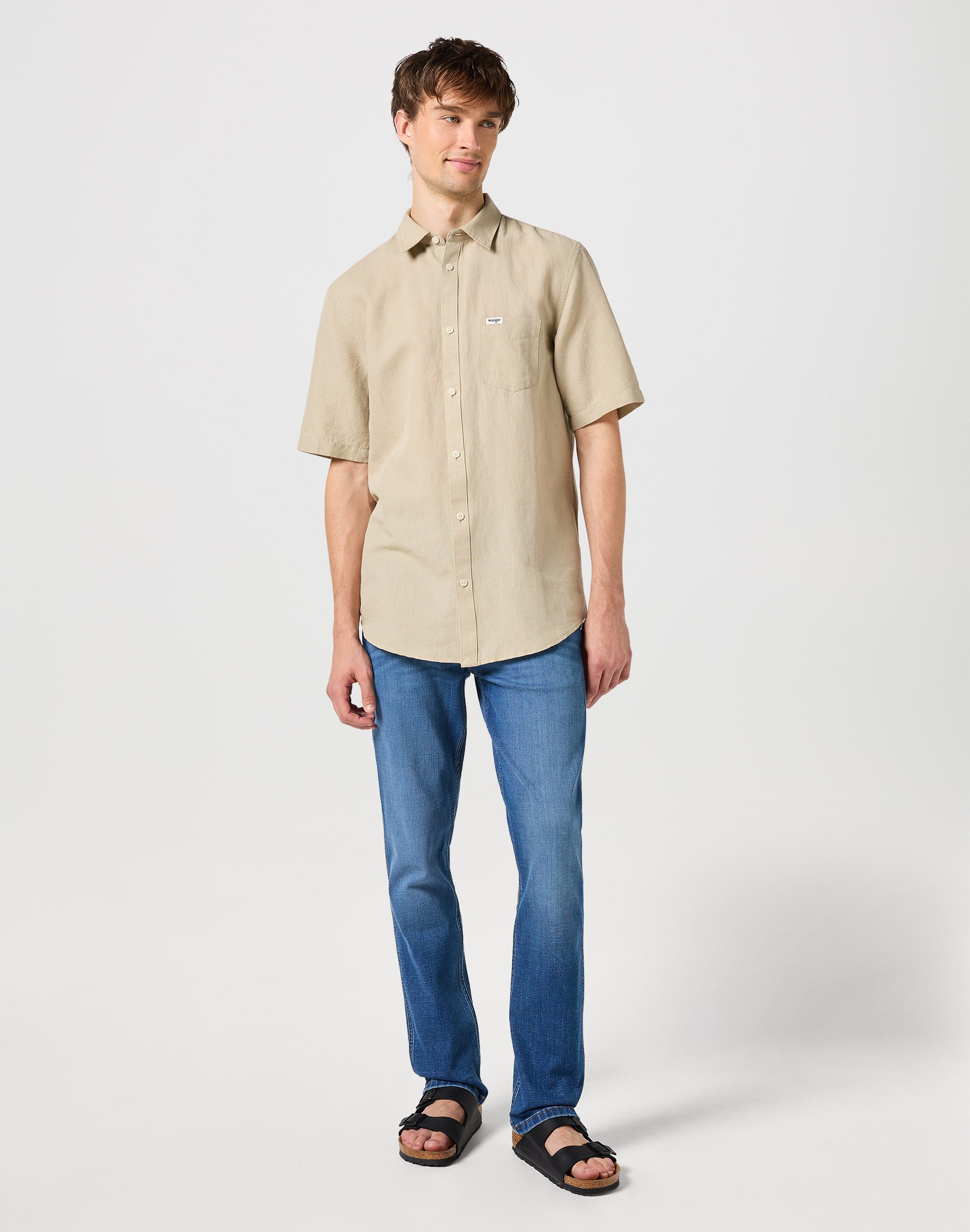 Camicia monotasche in Plaza Taupe Camicie Wrangler   