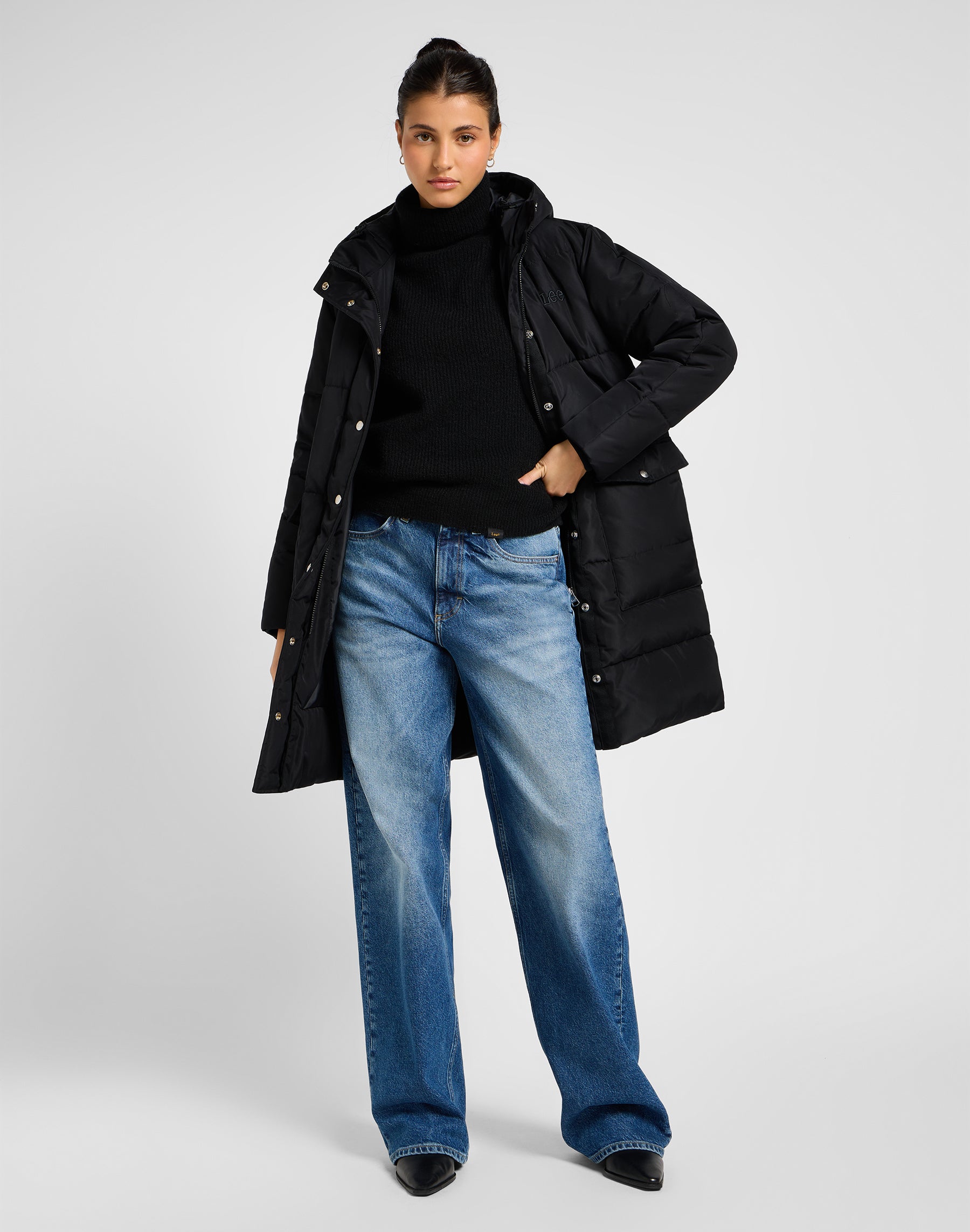 Giacca lunga Puffer in Unionall Black Jackets Lee   