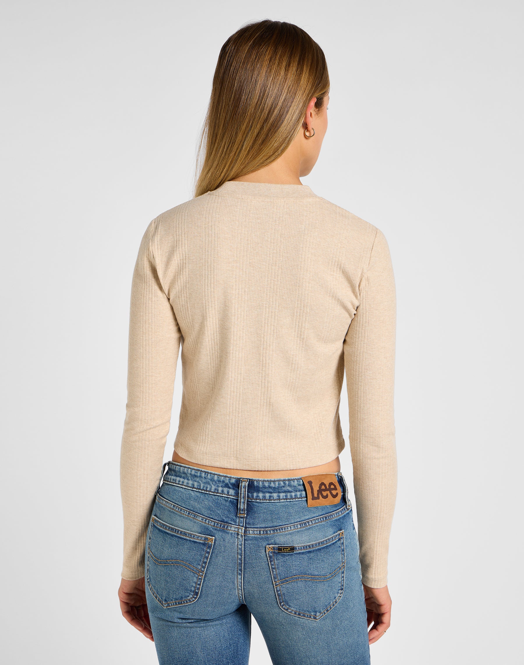 T-shirt Longsleeves Cropped Rib Tee in Oatmeal Lee   