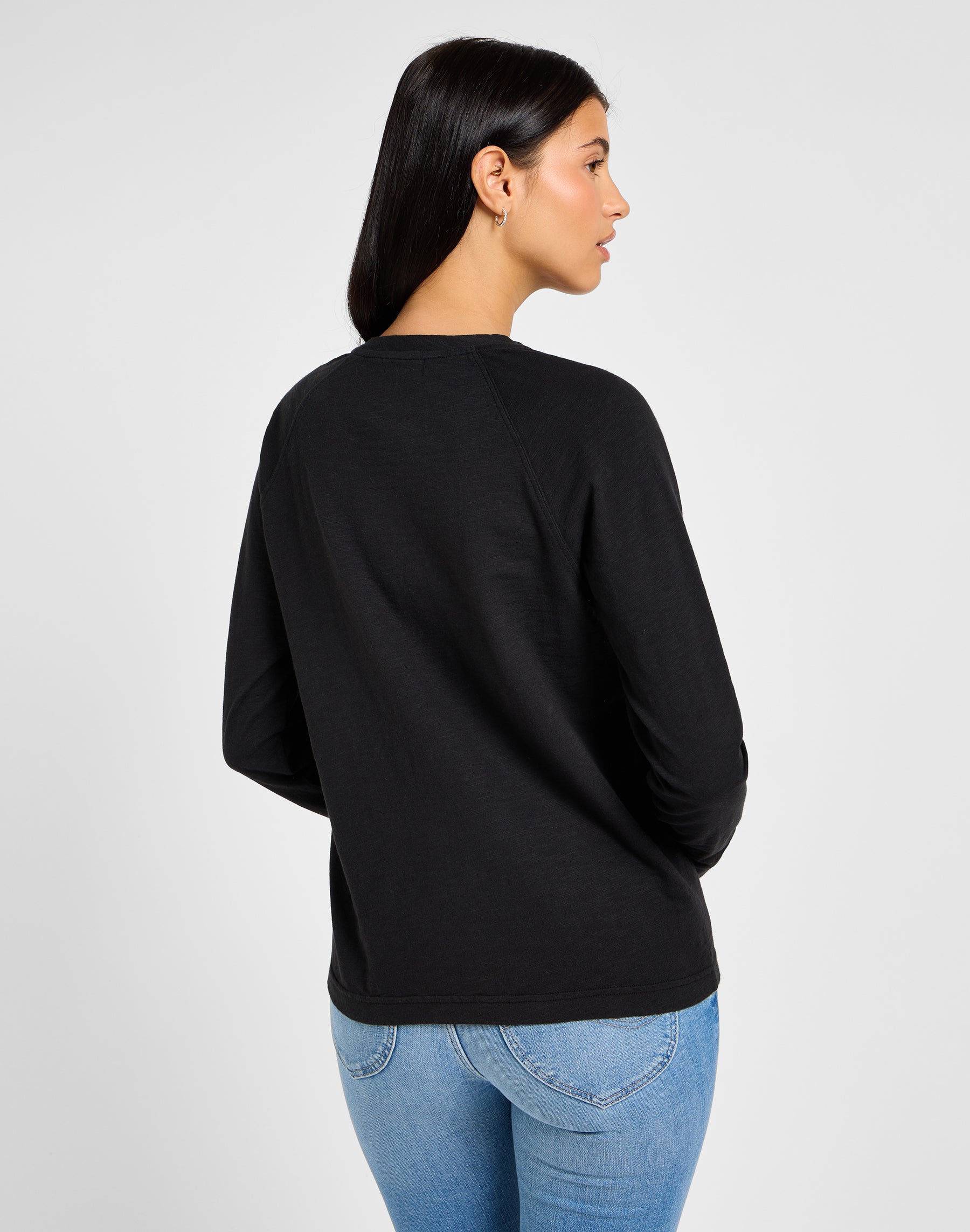 Maniche lunghe Raglan Henley in Unionall Nero T-Shirt Lee   