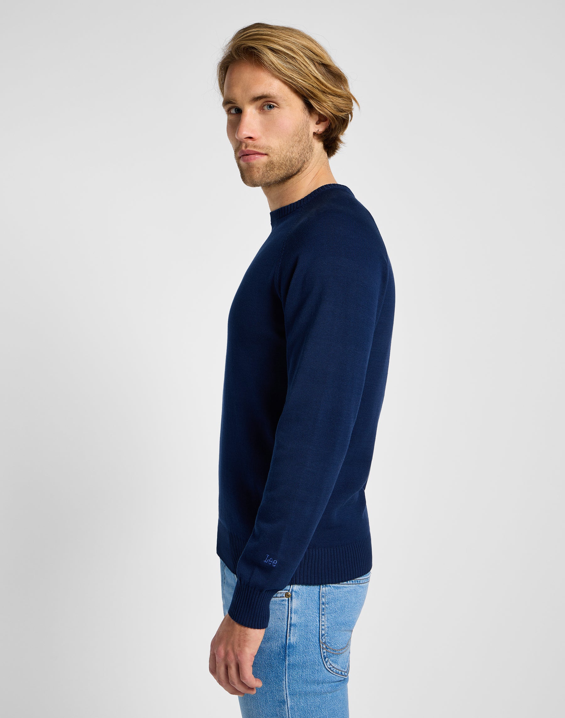 Maglione raglan Clean in felpa True Navy Lee   