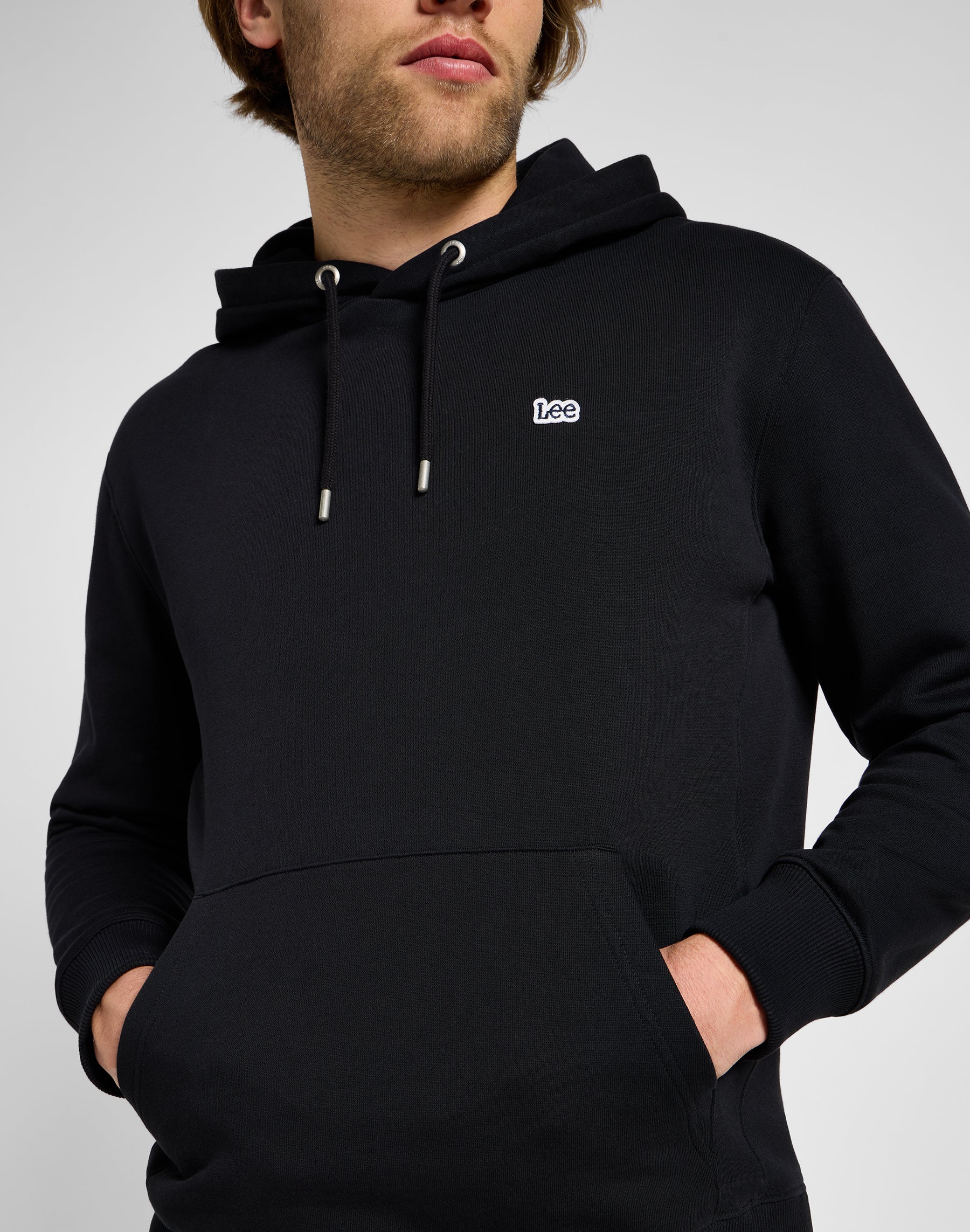 Felpa con cappuccio a tinta unita in Unionall Black Hoodie Lee   