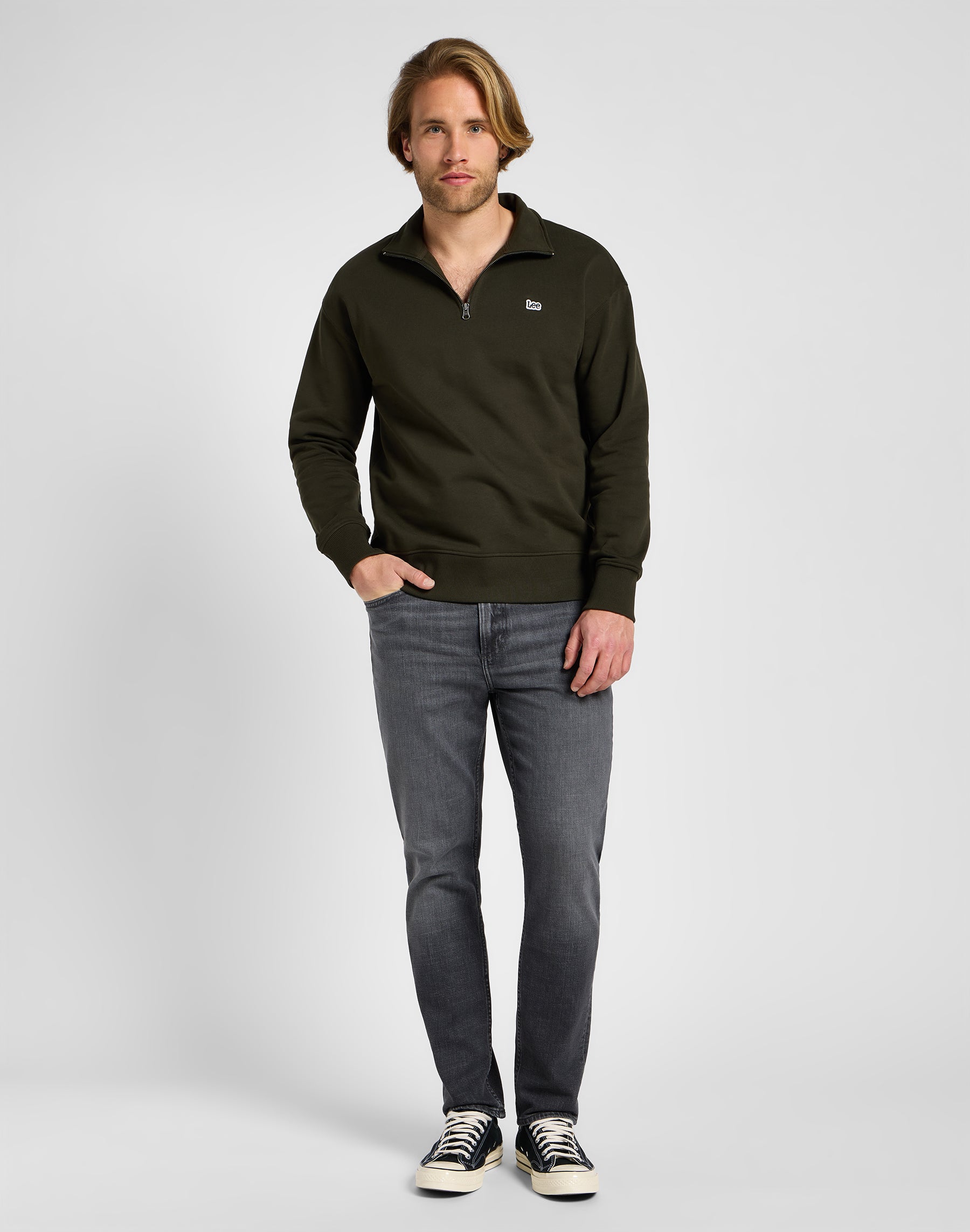 Maglione con mezza zip in felpe notturne Olive Lee   