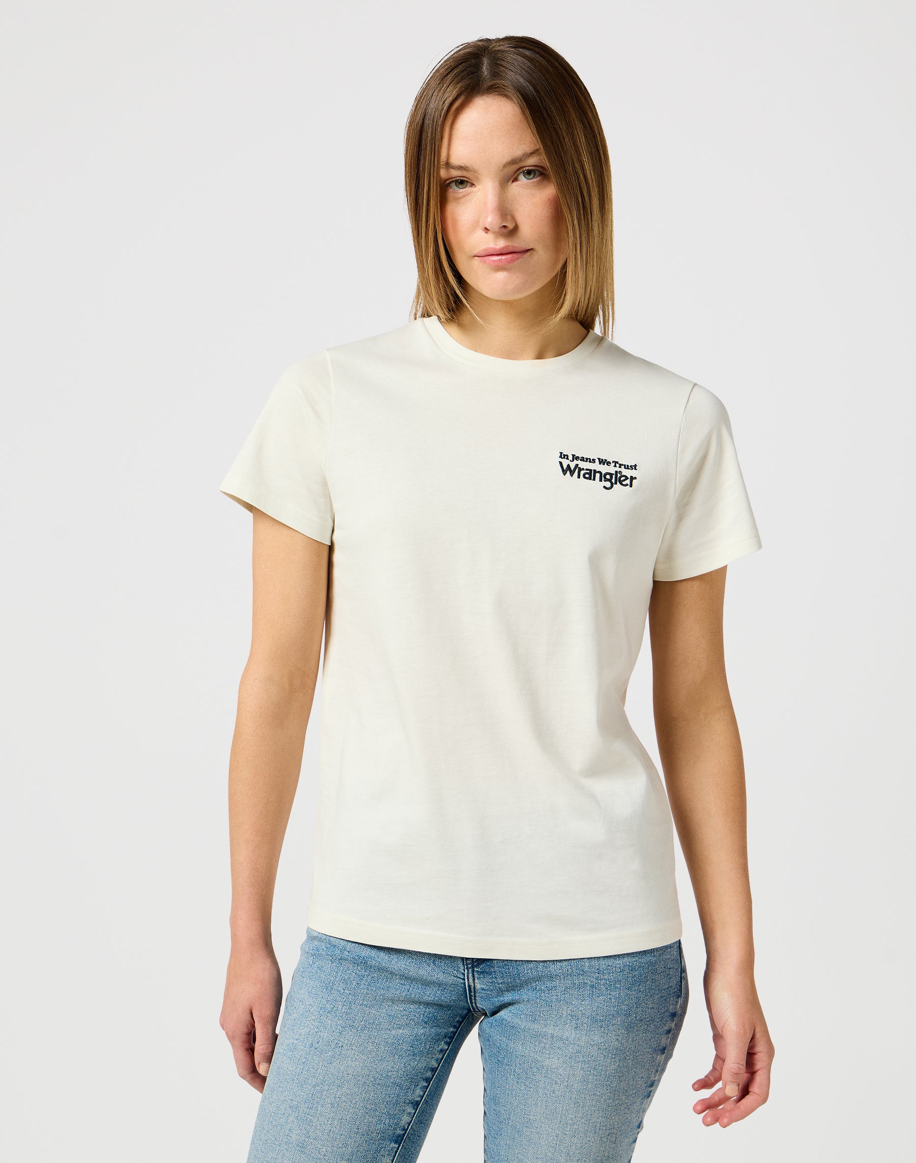 T-shirt grafica in bianco vintage Wrangler   