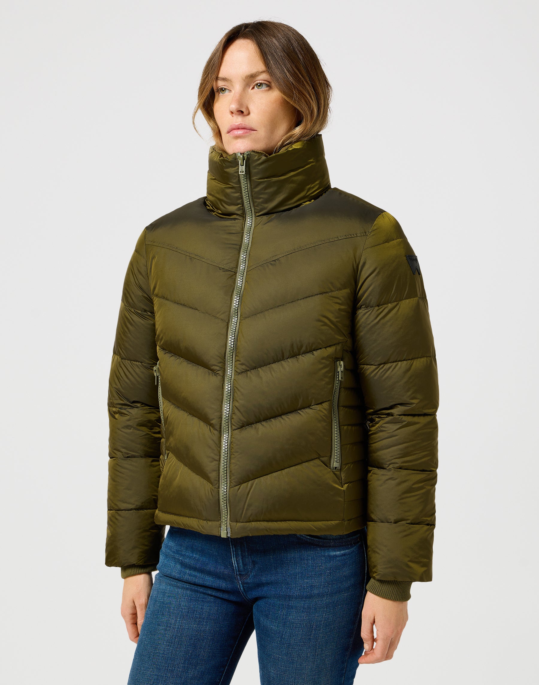 Giacca corta Puffer in verde edera Giacche Wrangler   