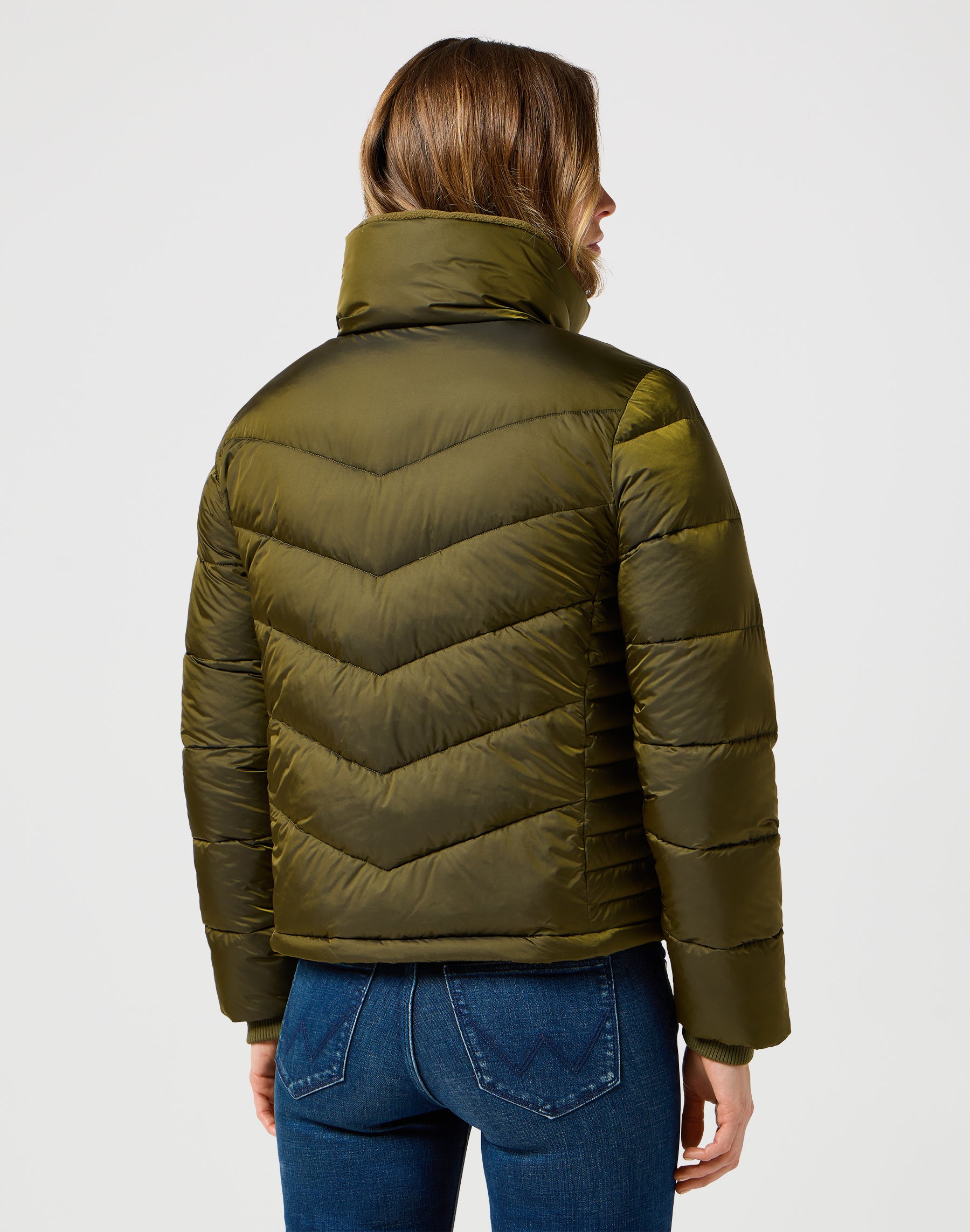 Giacca corta Puffer in verde edera Giacche Wrangler   