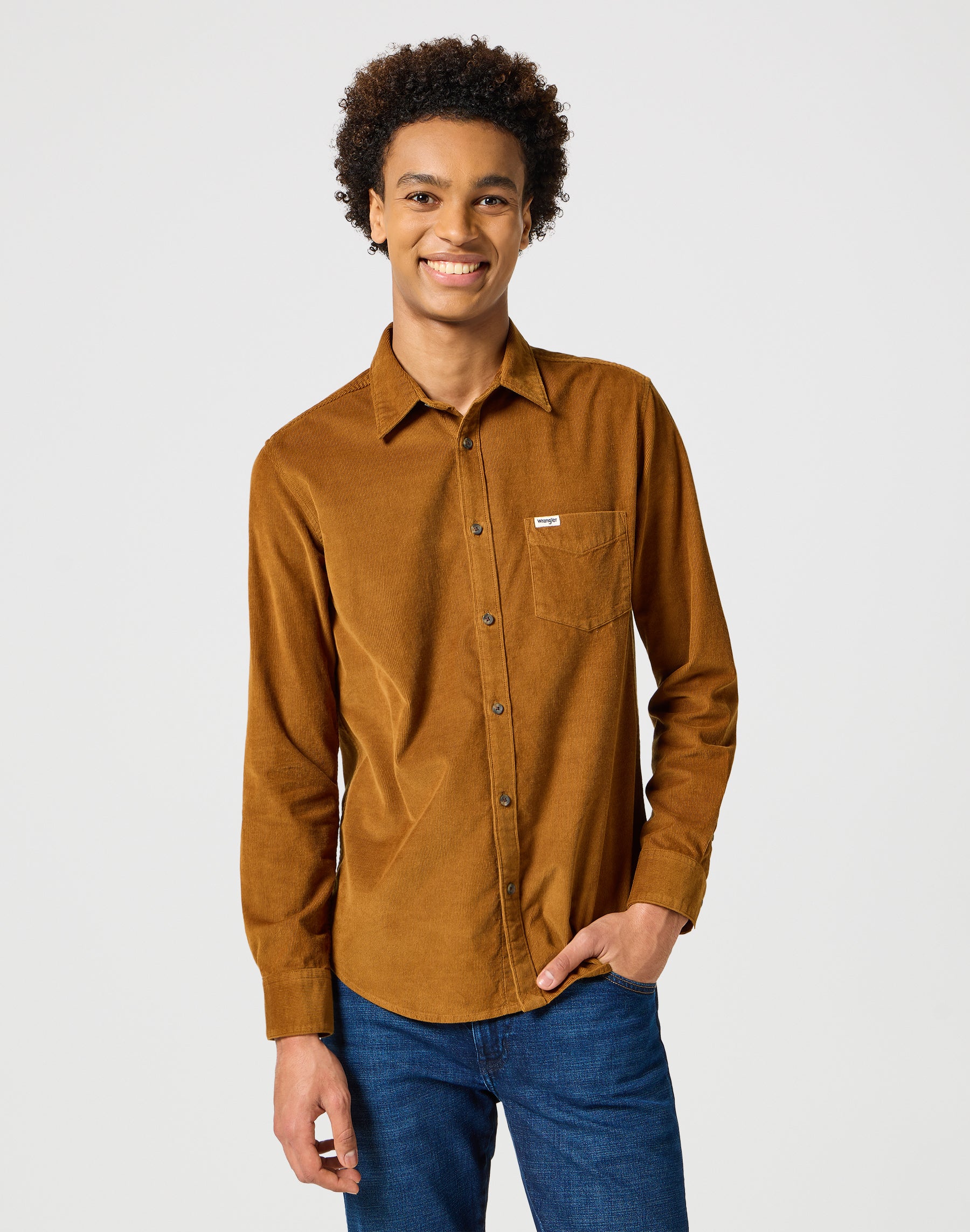 Camicia monotasche in velluto a coste con camicie a vestaglia Wrangler   