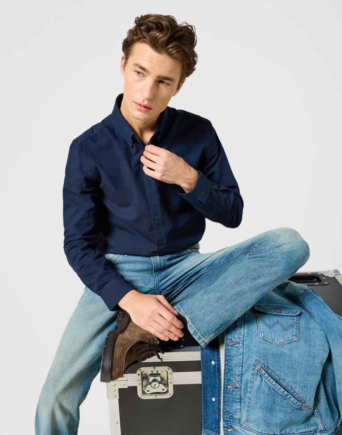 Camicia Oxford in camicie Wrangler Navy scuro   