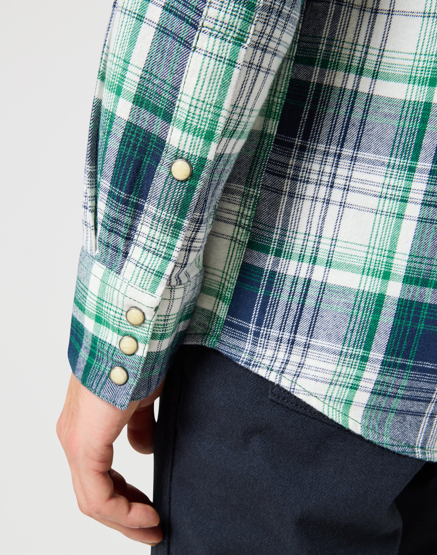 Western Camicia in Verde Blu Camicie Wrangler   