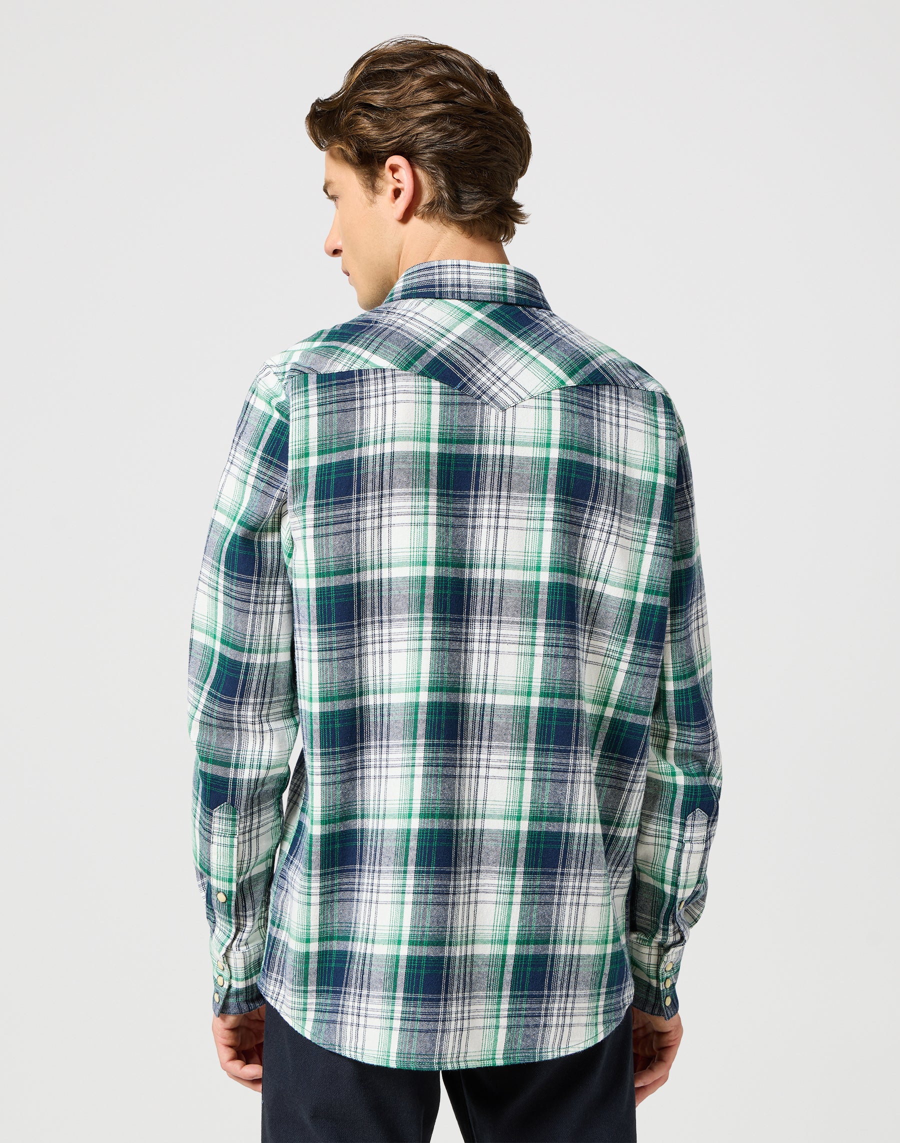 Western Camicia in Verde Blu Camicie Wrangler   