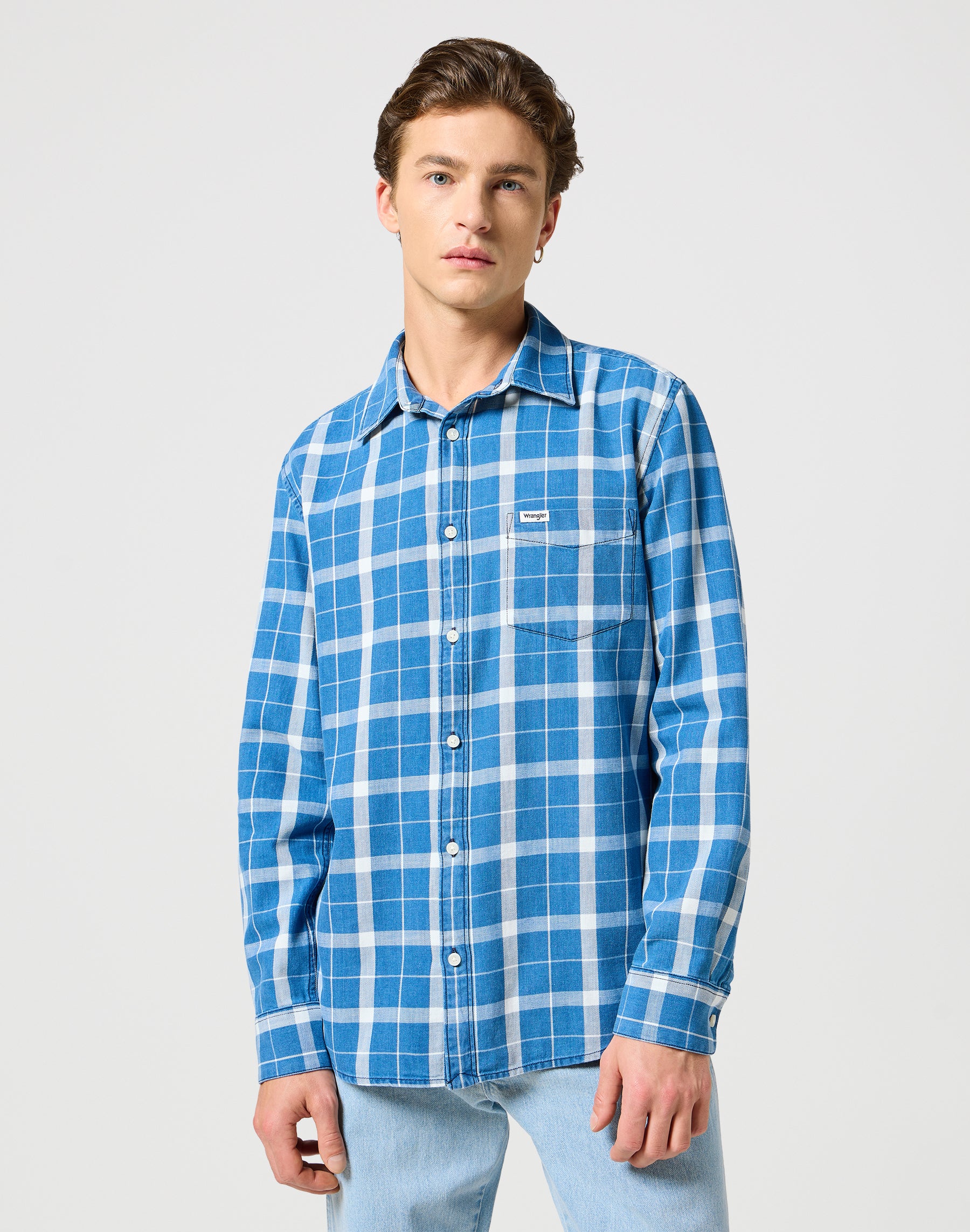 Camicia monotasche in blu indaco Camicie Wrangler   