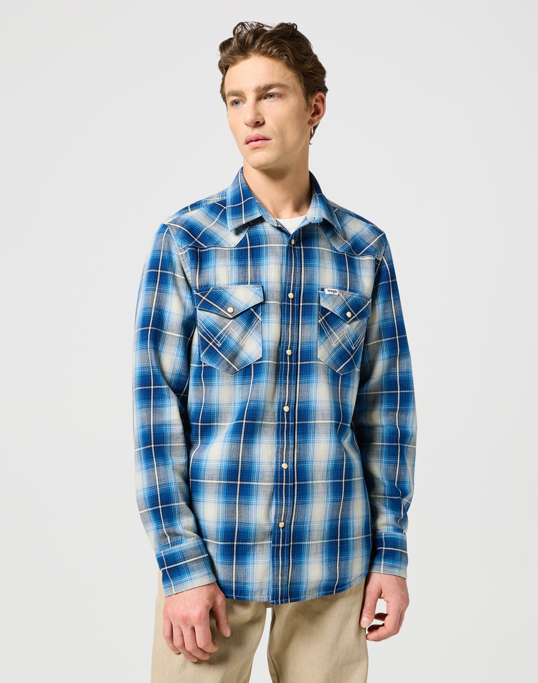 Western Camicia in Buffalo Indigo Camicie Wrangler   