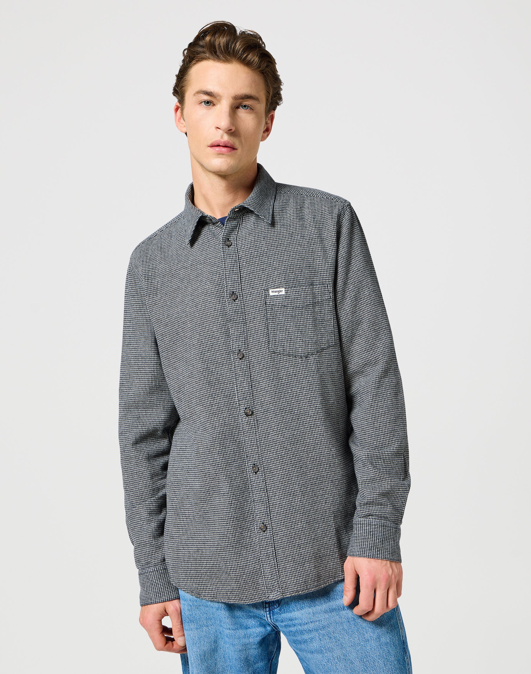 Camicia di flanella monotasche in grigio nero Camicie Wrangler   