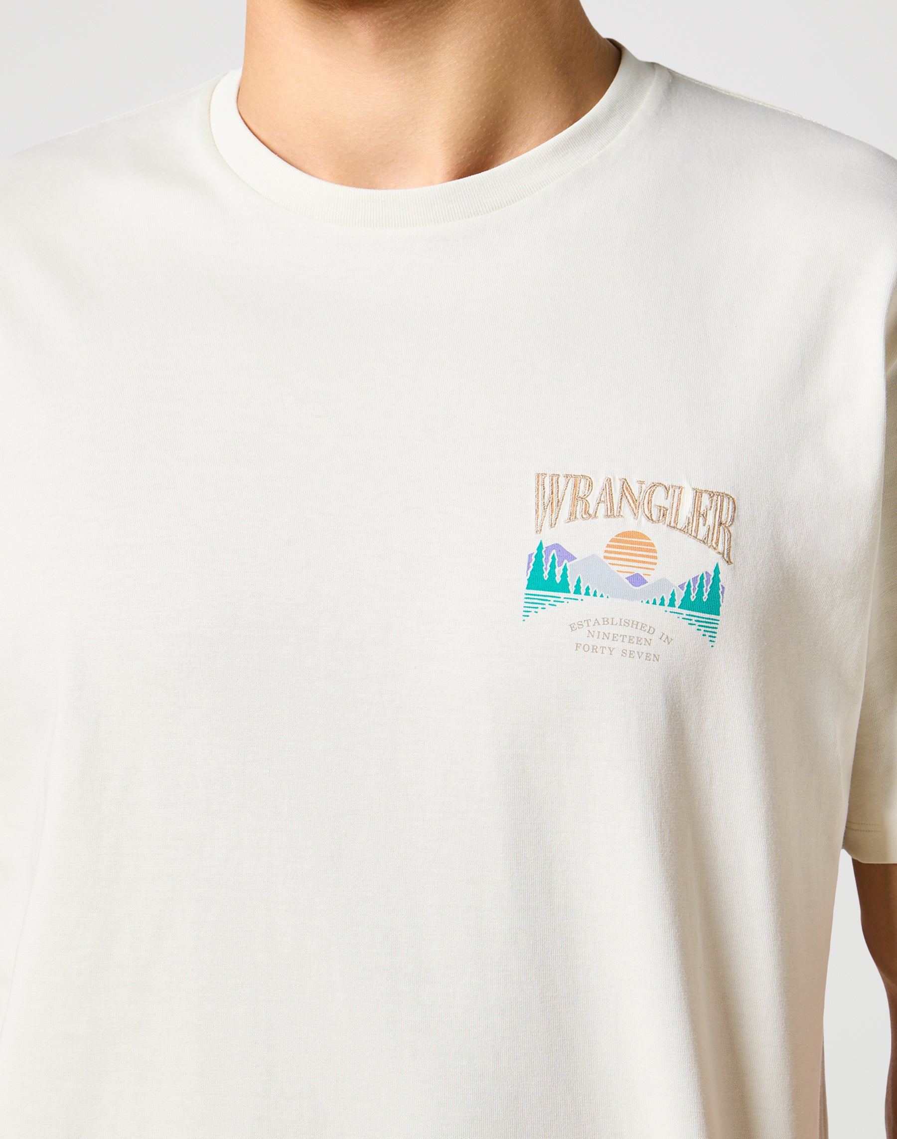 T-shirt grafica in bianco vintage Wrangler   