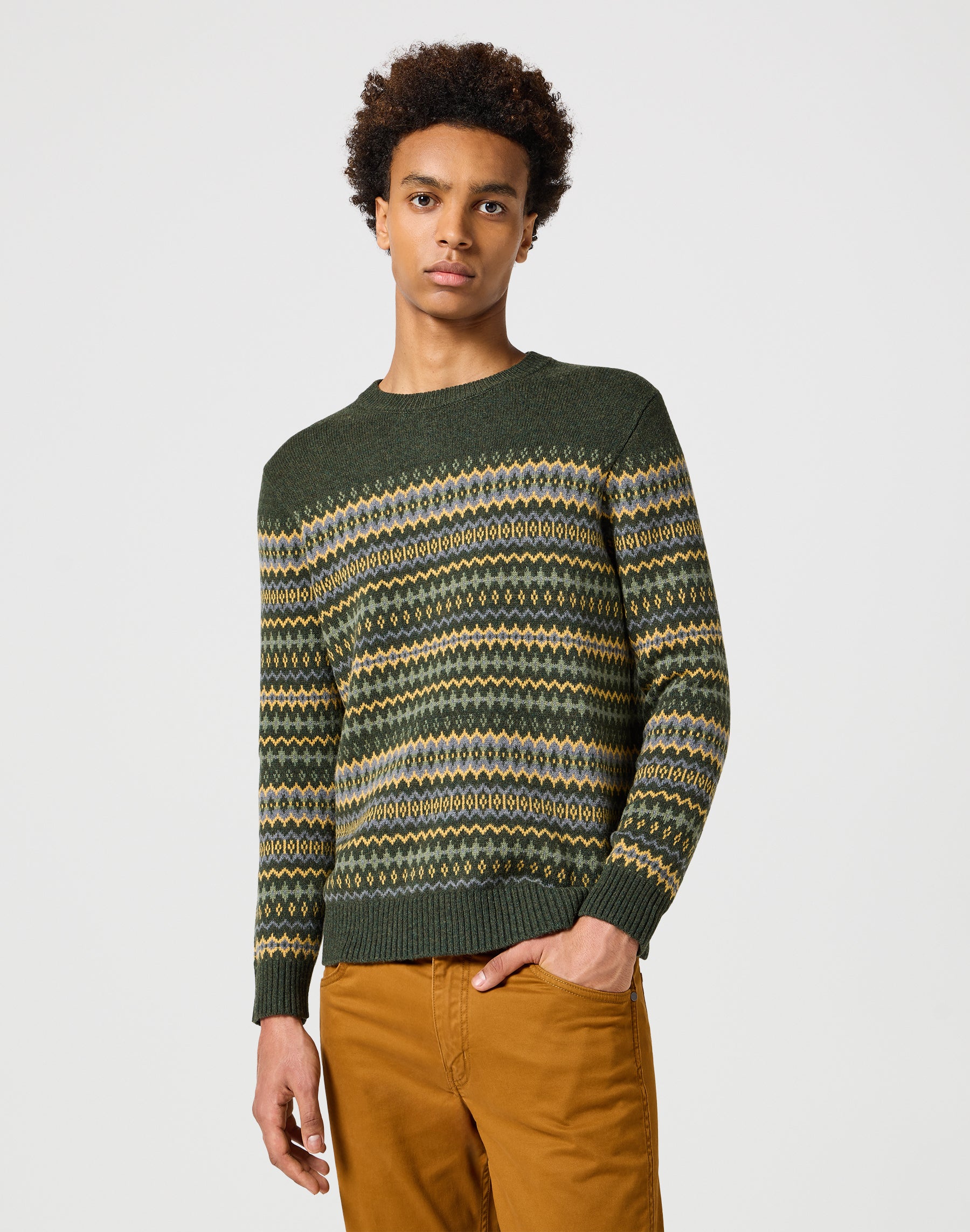 Maglioni Maglione Fairisle in verde Wrangler   