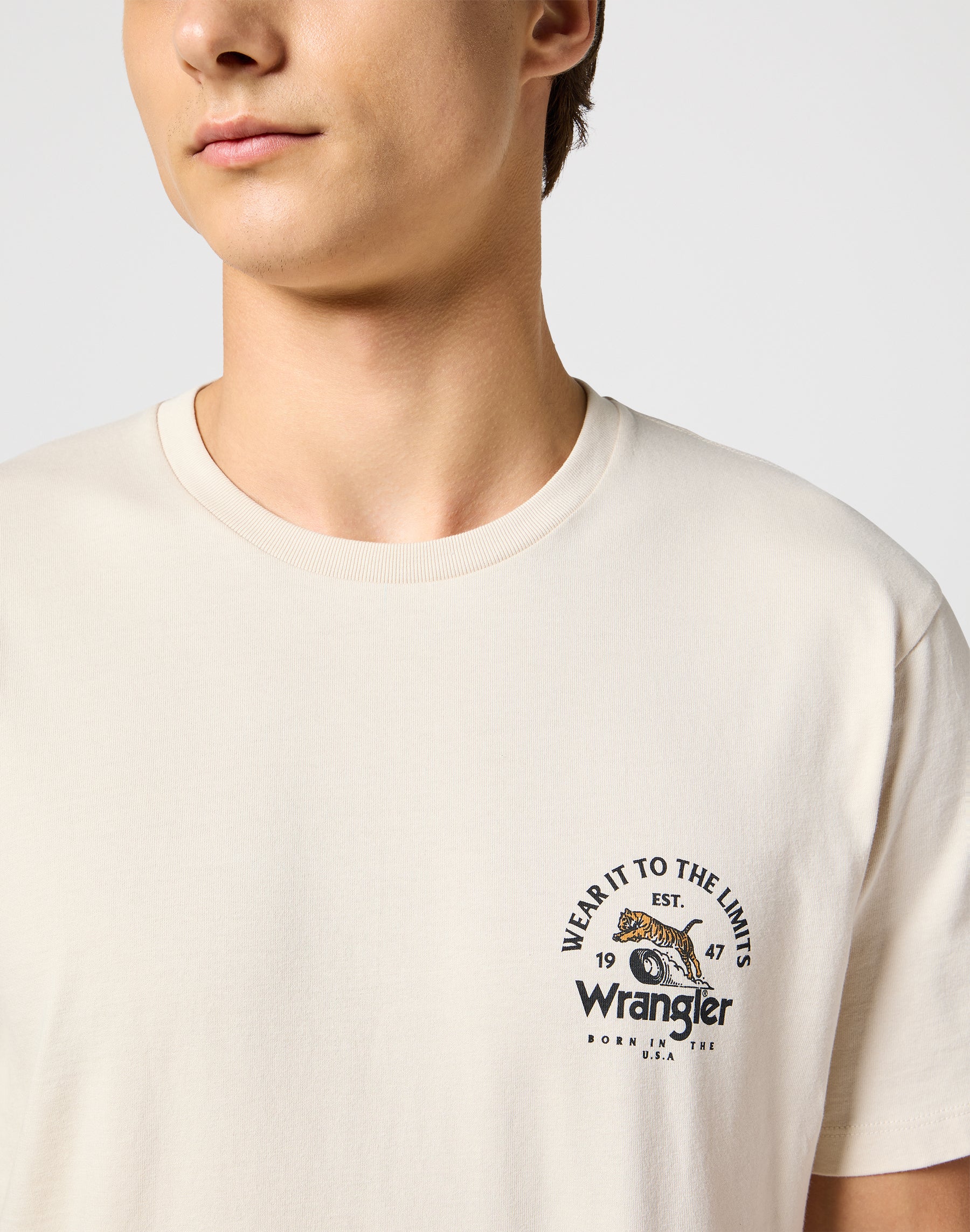 T-shirt grafica in bianco vintage Wrangler   