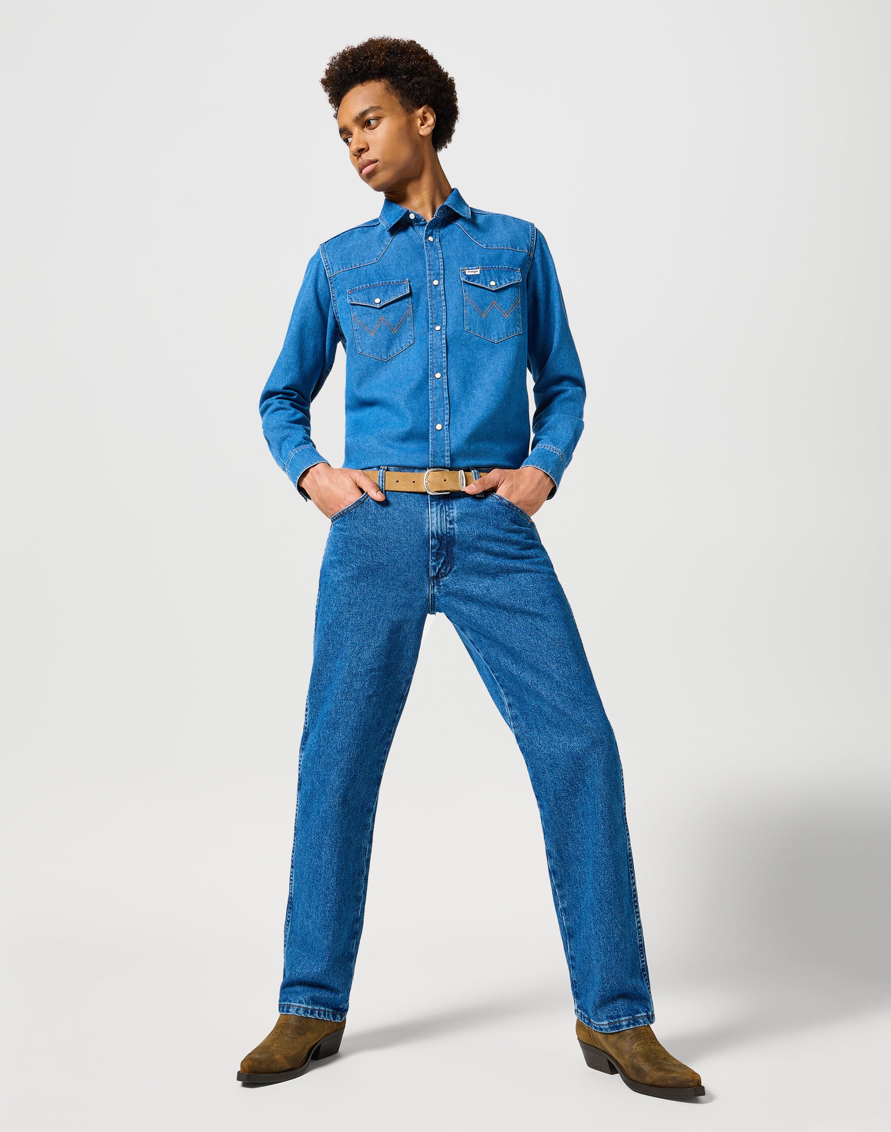 13MWZ in jeans lavati a pietra Wrangler   