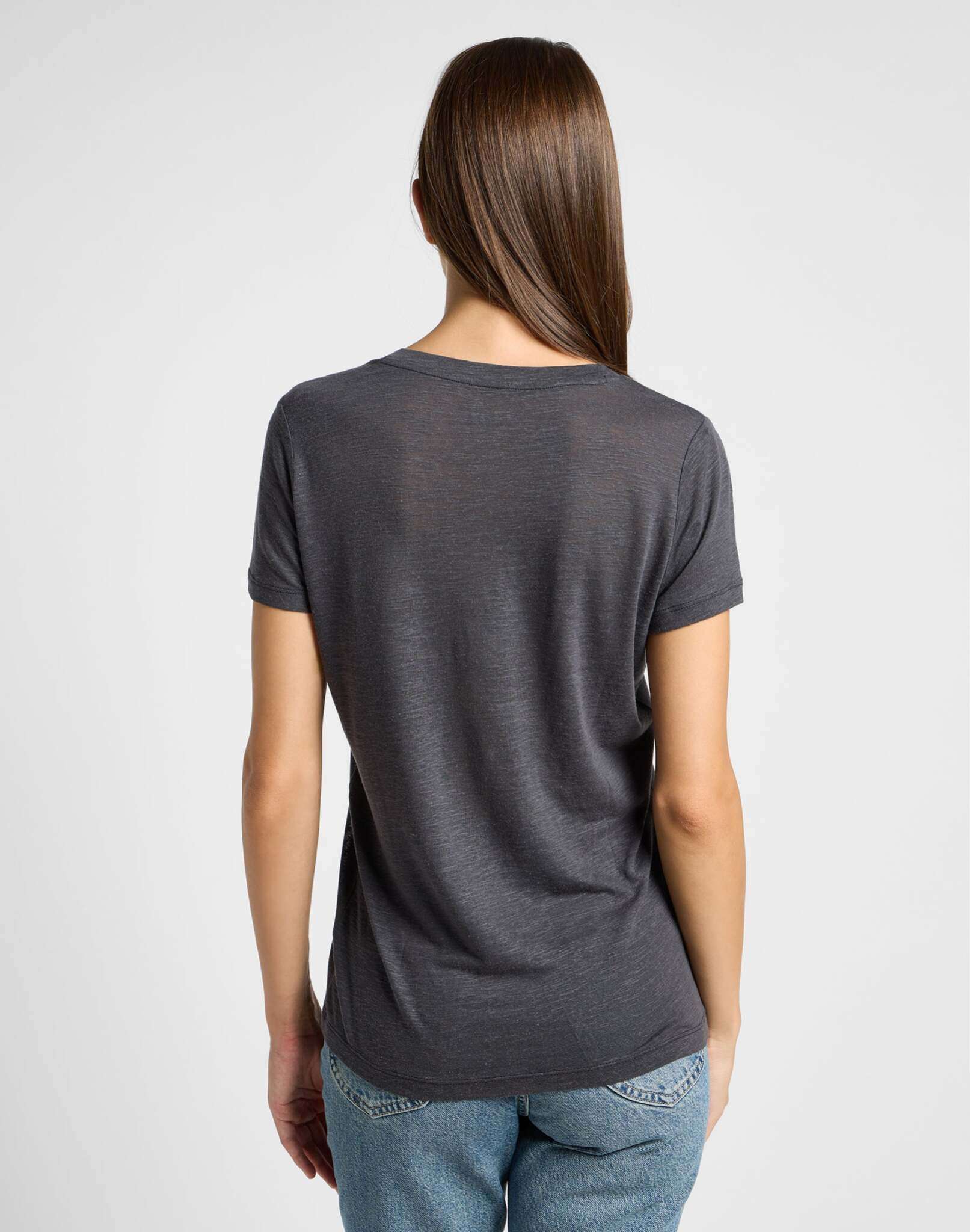 T-shirt con scollo a V in nero Lee