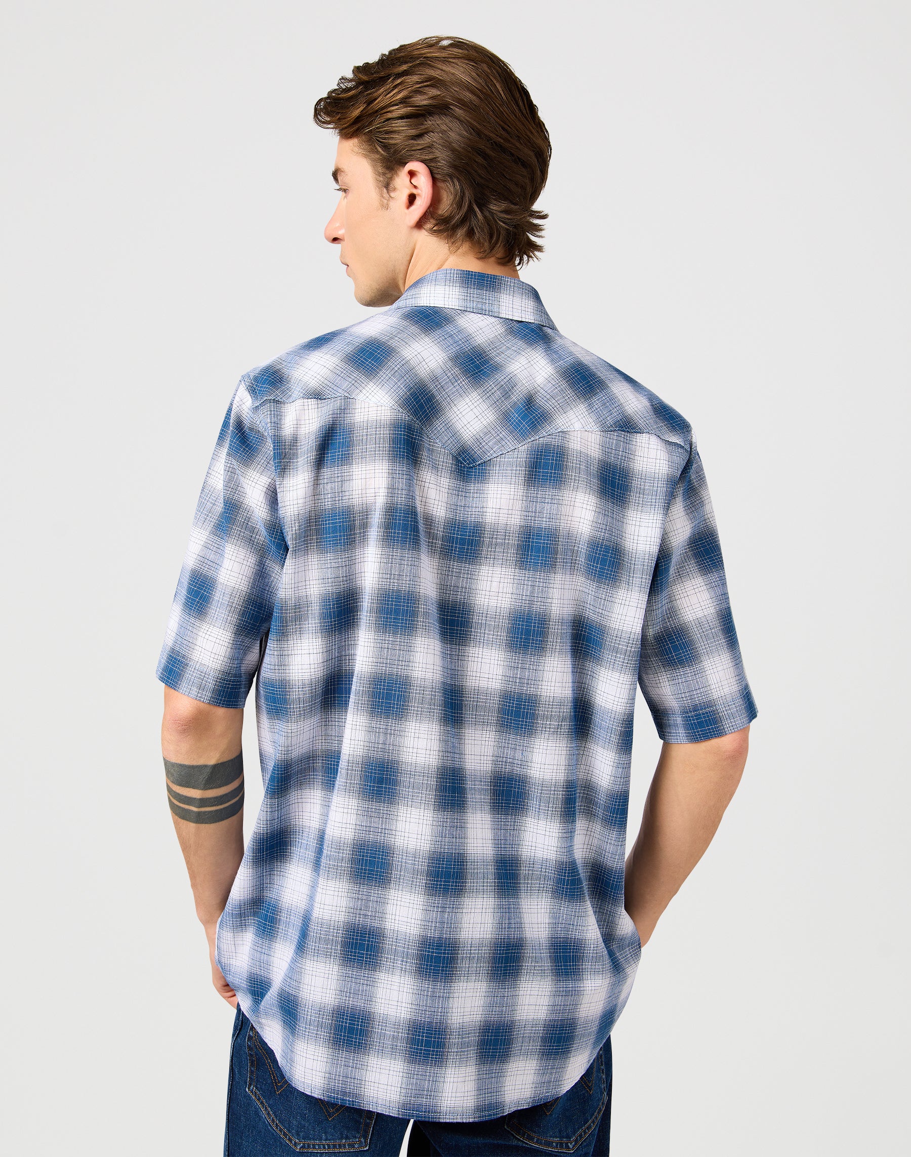 Camicia Western Ss in blu Shadow Camicie Wrangler