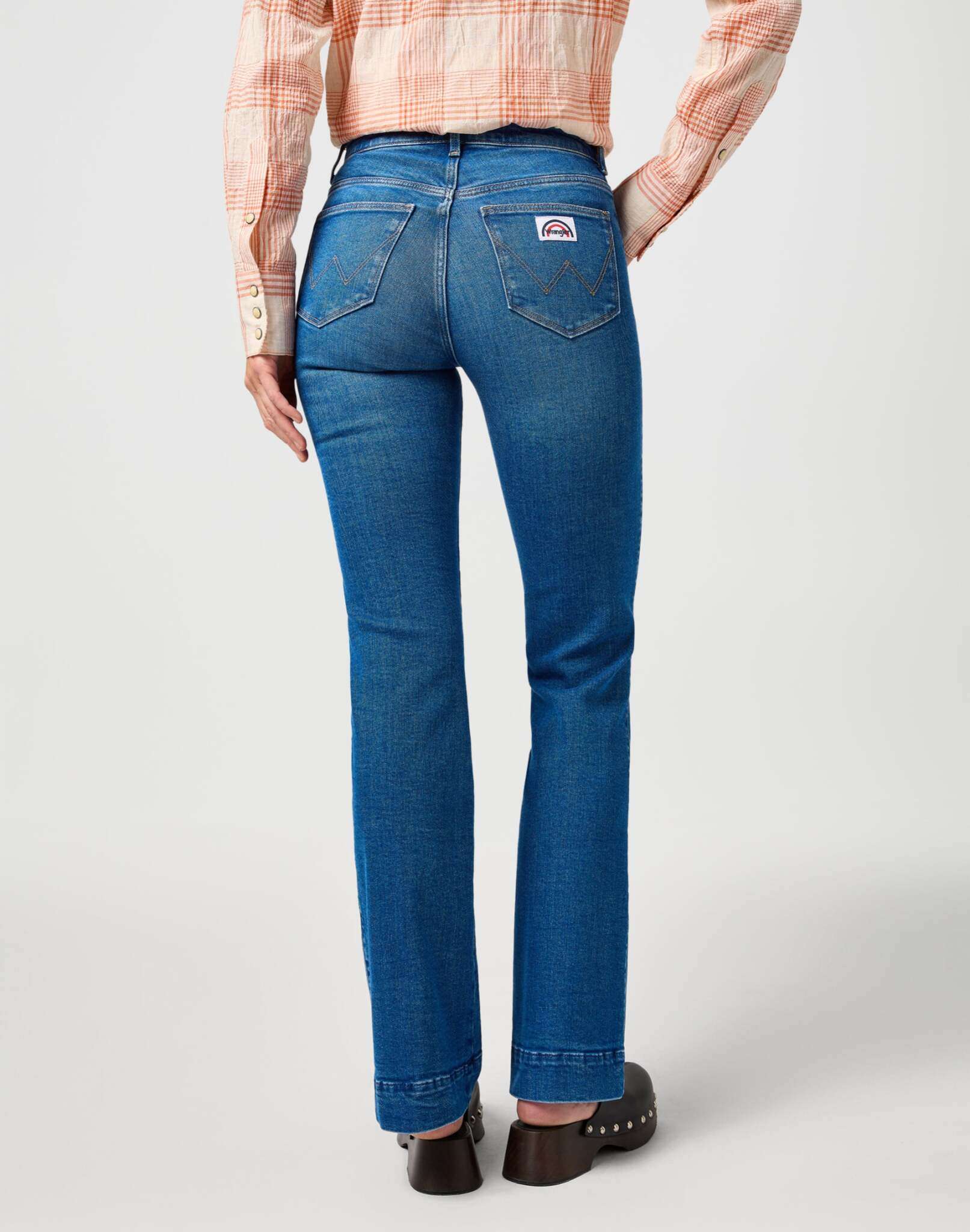 Flare in jeans blu tinta unita Wrangler