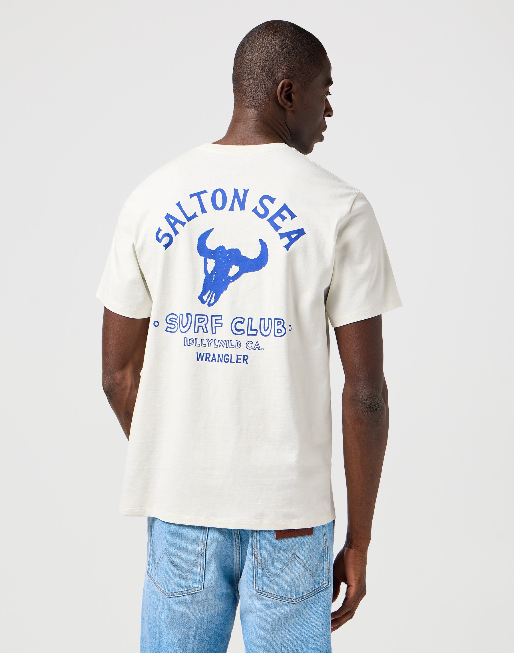 T-shirt grafica in bianco vintage Wrangler