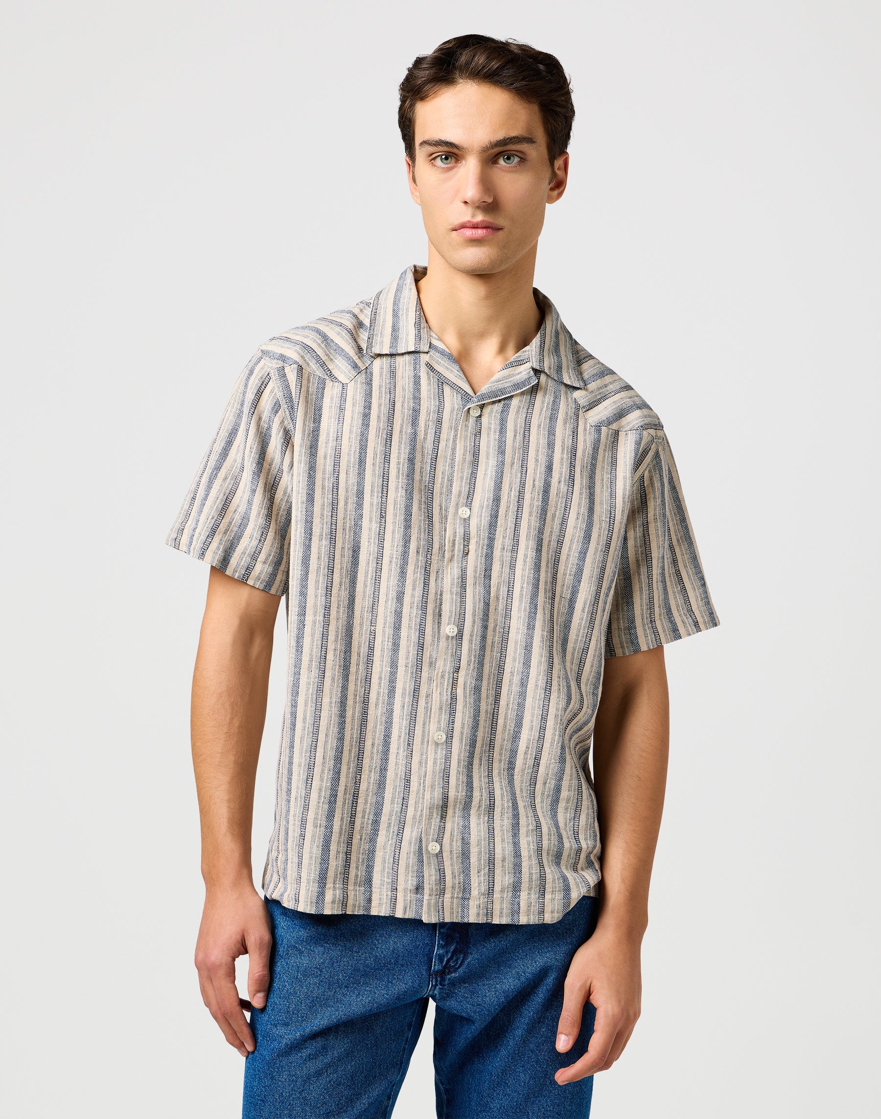 Camicia Ss W Resort a righe indaco Camicie Wrangler