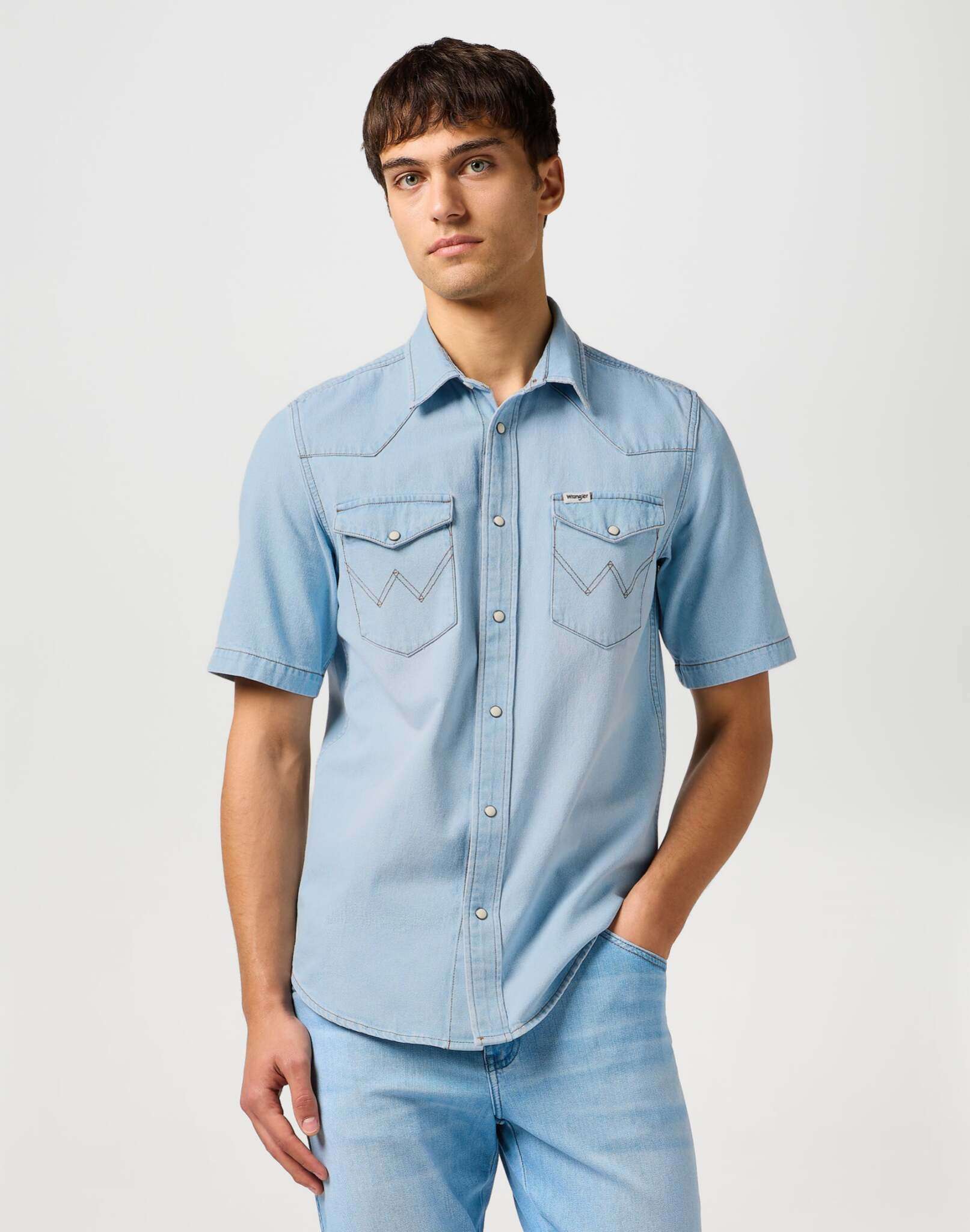 Camicia Western Ss in tinta autentica Camicie Wrangler