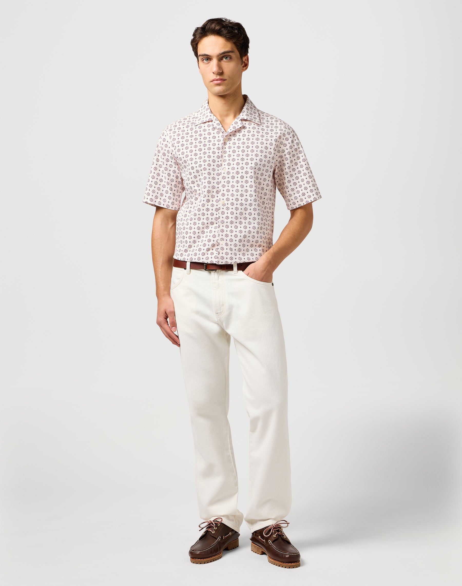 Camicia Ss Resort in bianco Geo Camicie Wrangler