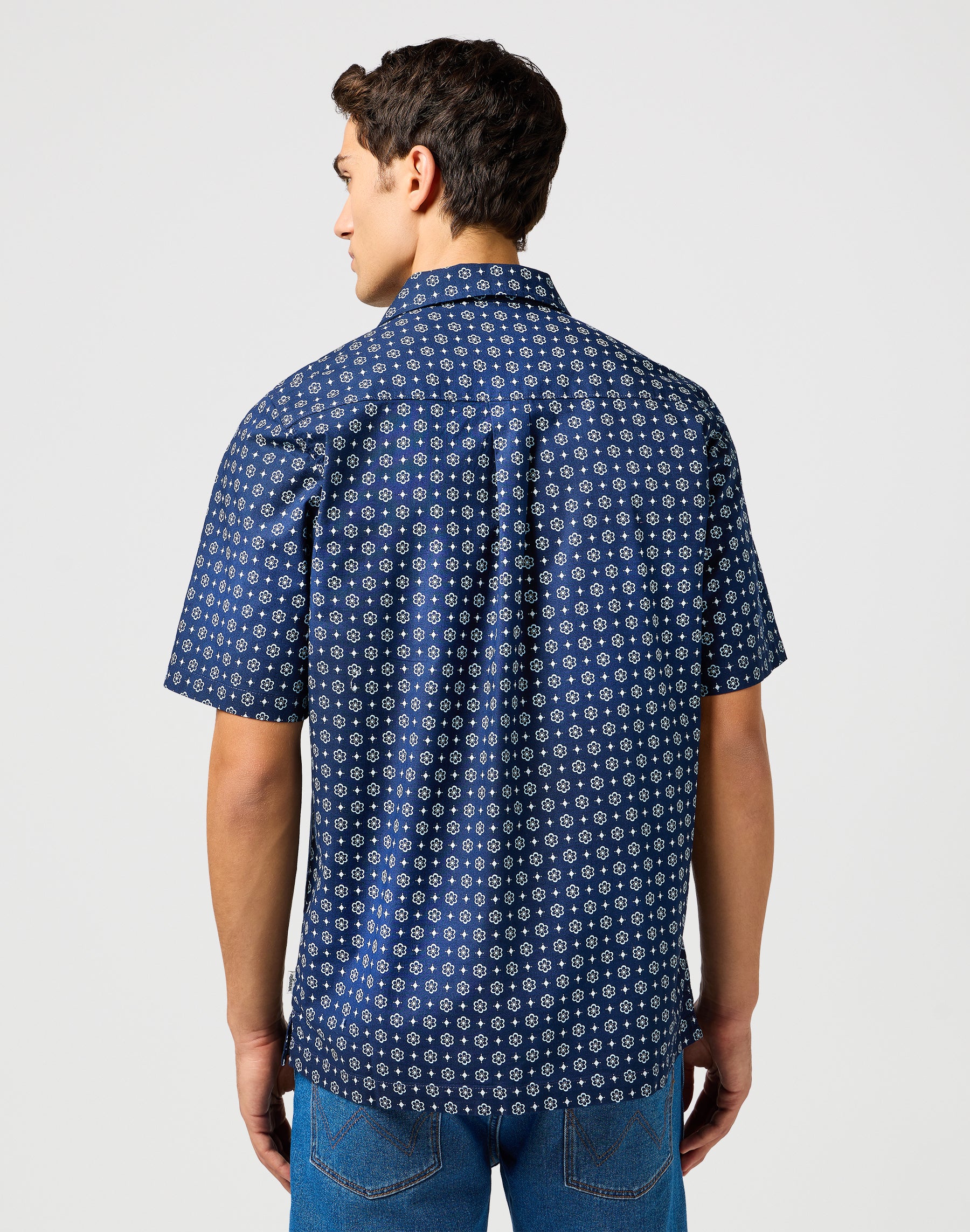 Camicia Ss Resort in Blu Geo Camicie Wrangler