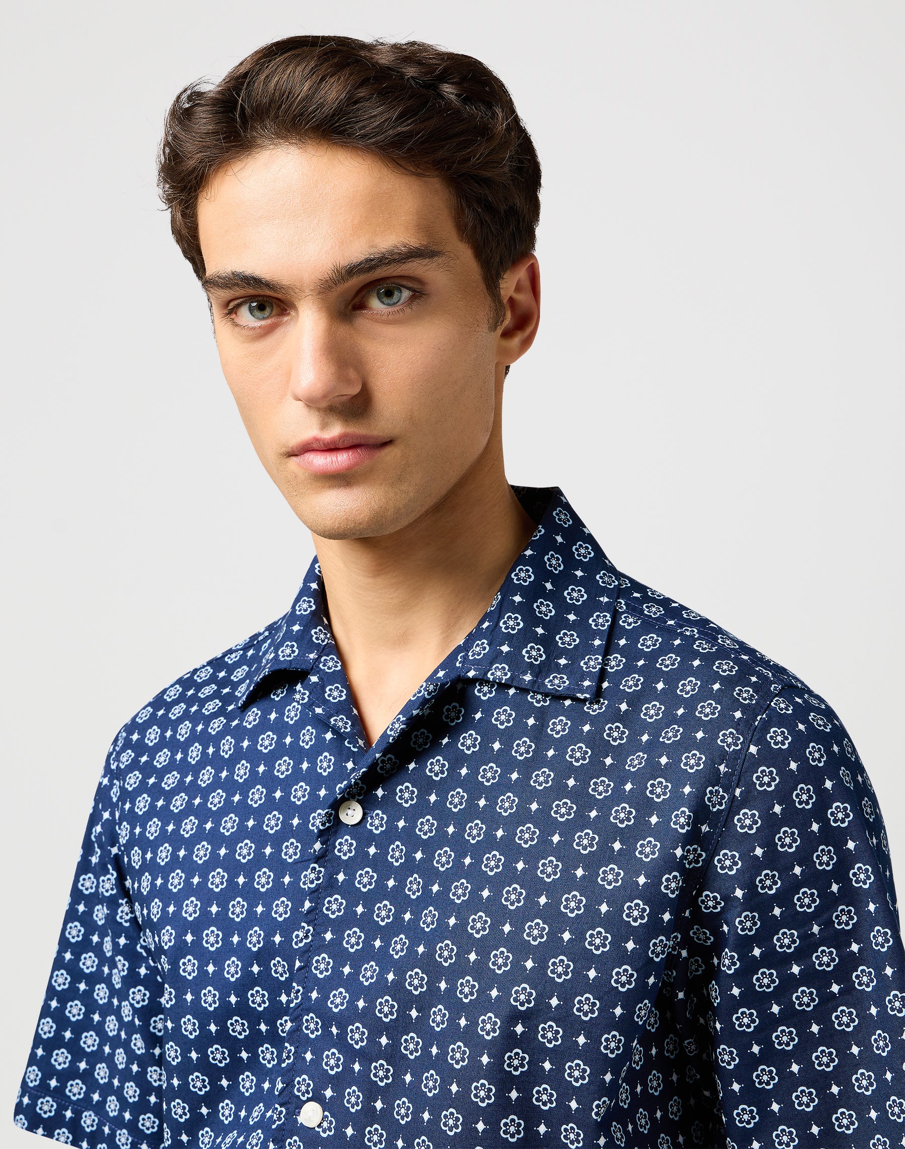 Camicia Ss Resort in Blu Geo Camicie Wrangler