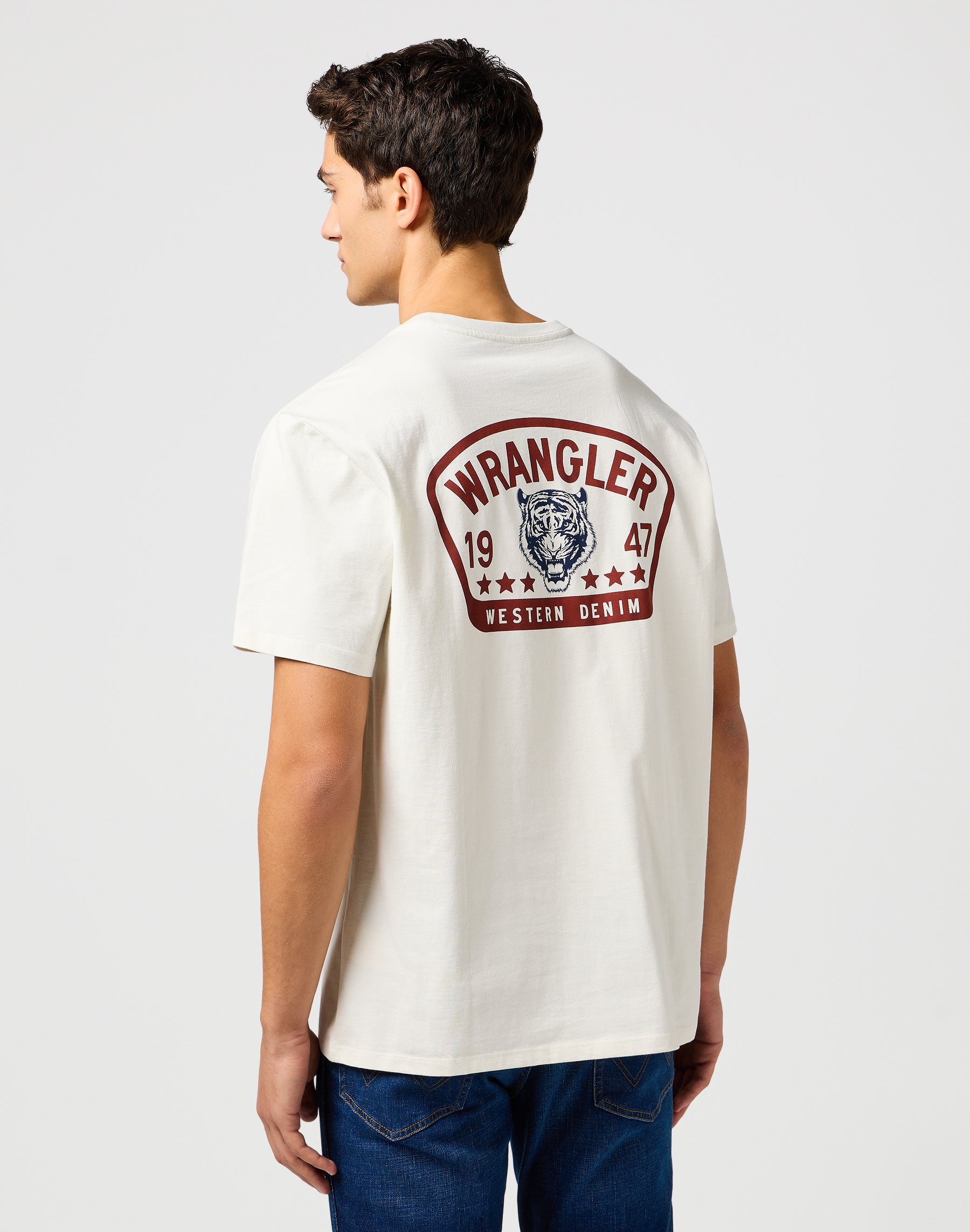 T-shirt grafica in bianco vintage Wrangler