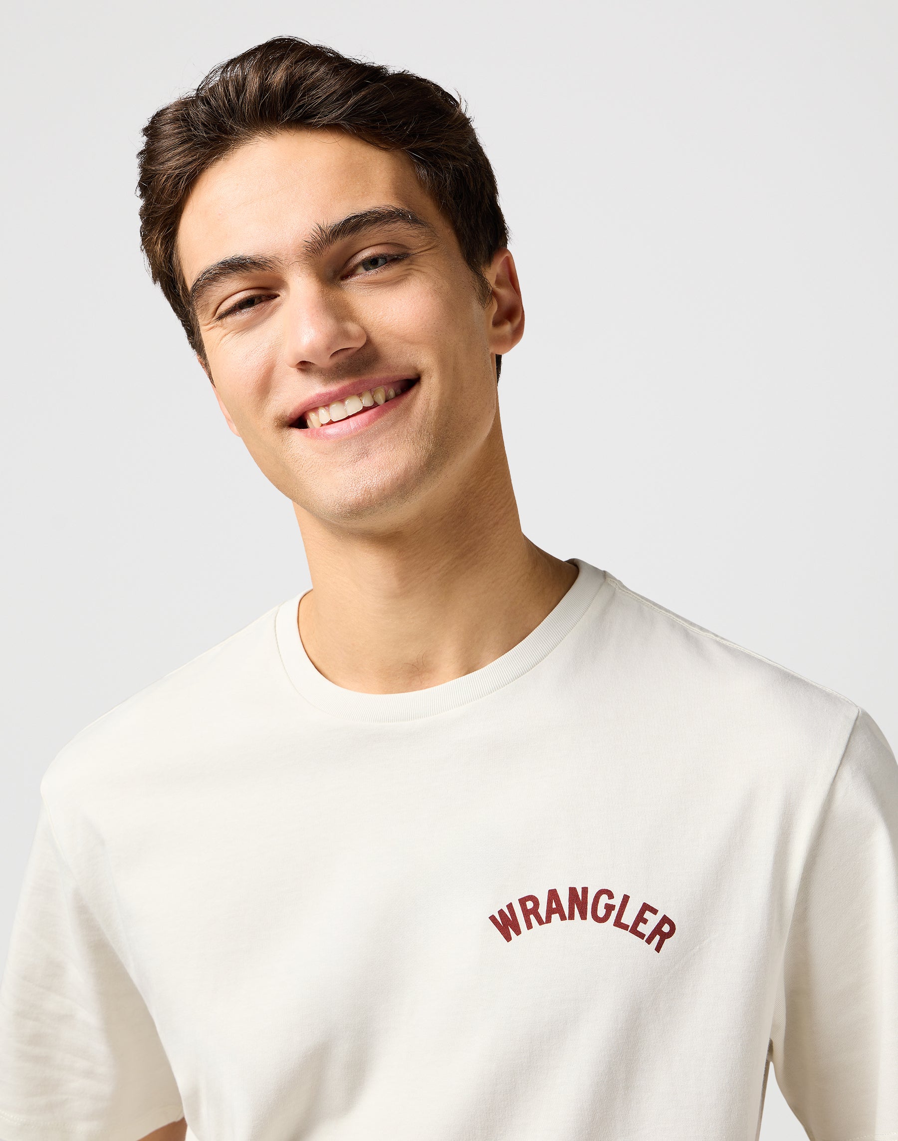 T-shirt grafica in bianco vintage Wrangler