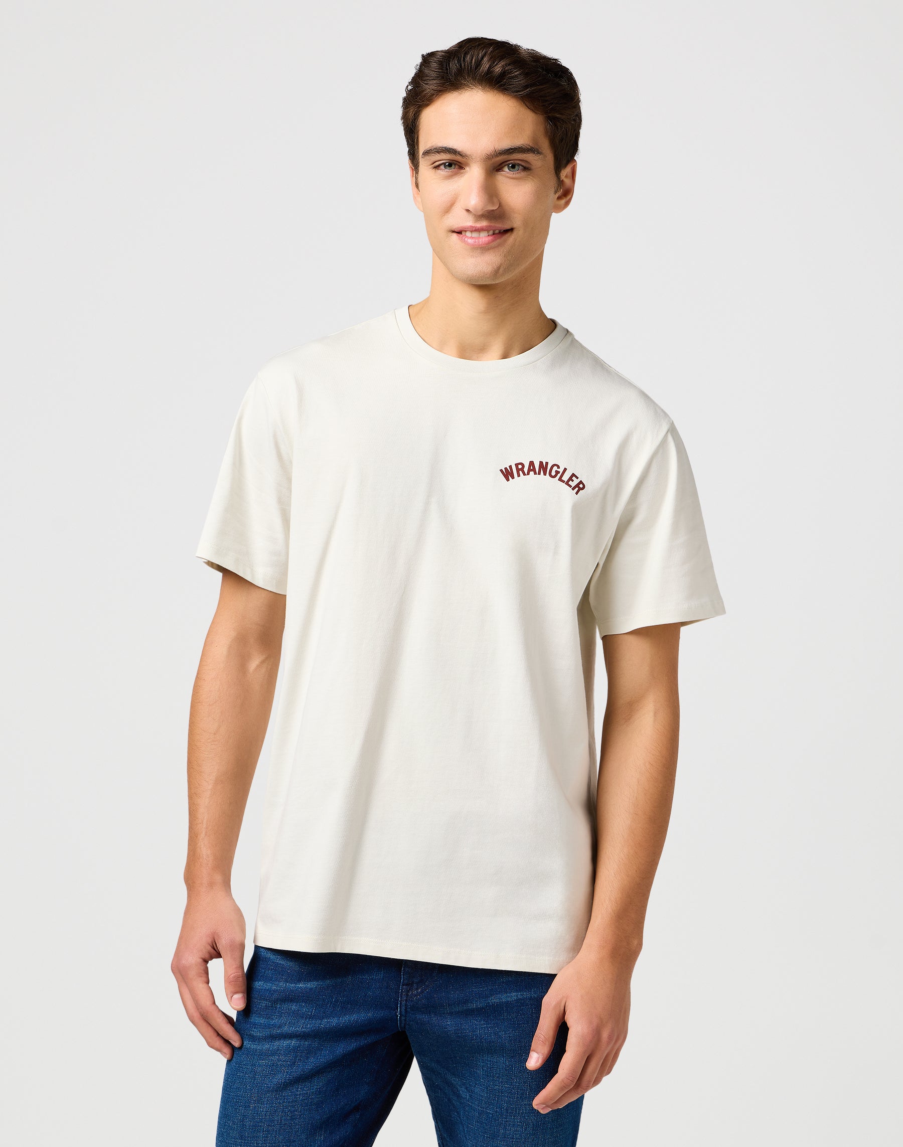 T-shirt grafica in bianco vintage Wrangler