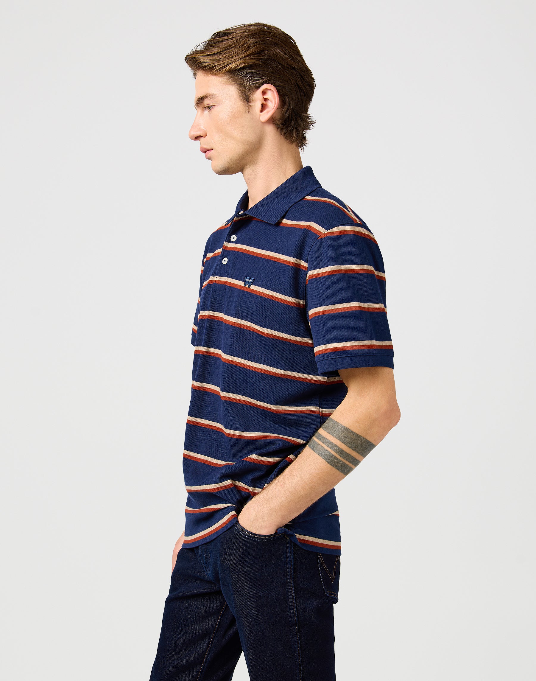 Polo a righe in blu T-shirt Wrangler