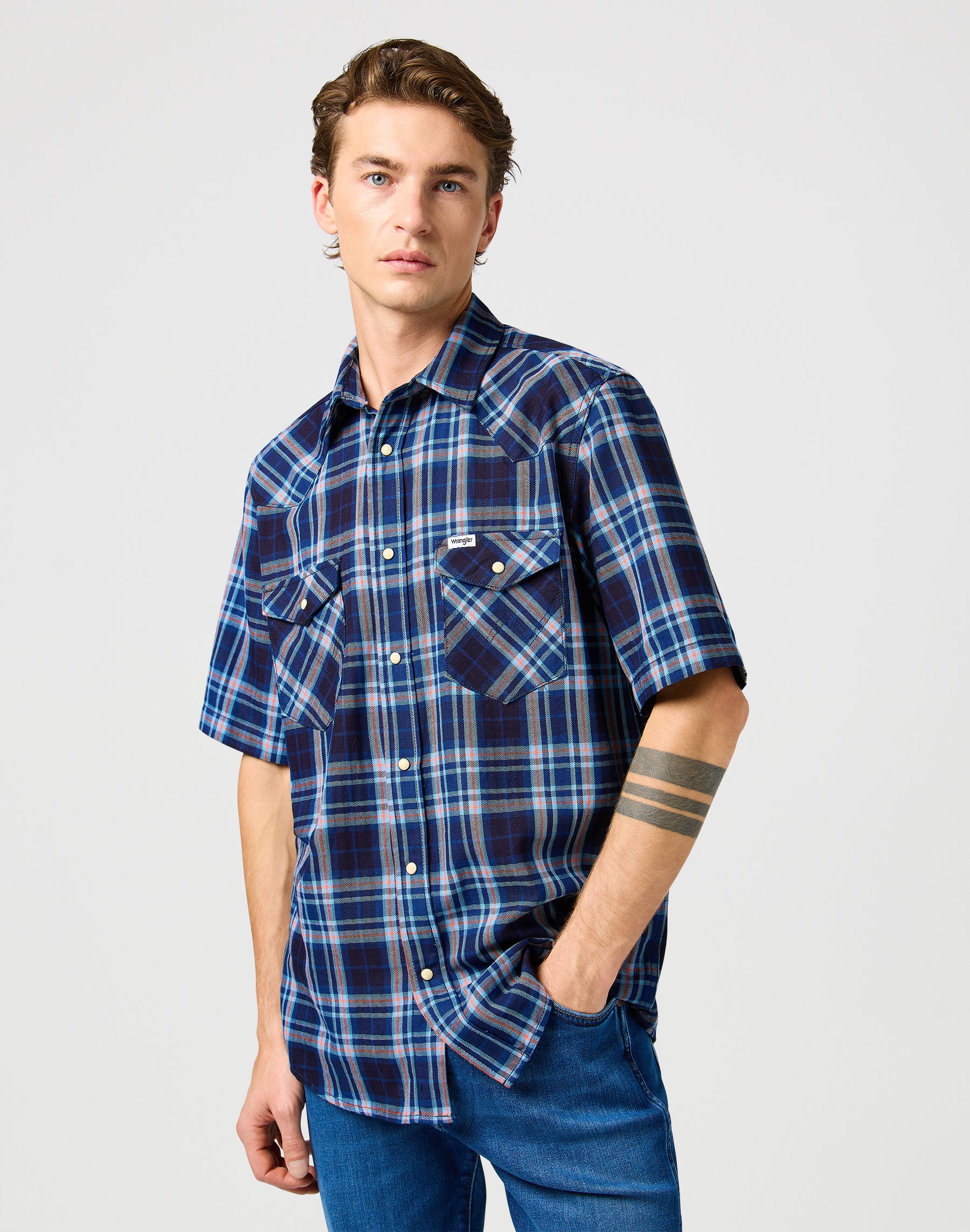 Camicia Western Ss in fiammingo indaco Camicie Wrangler