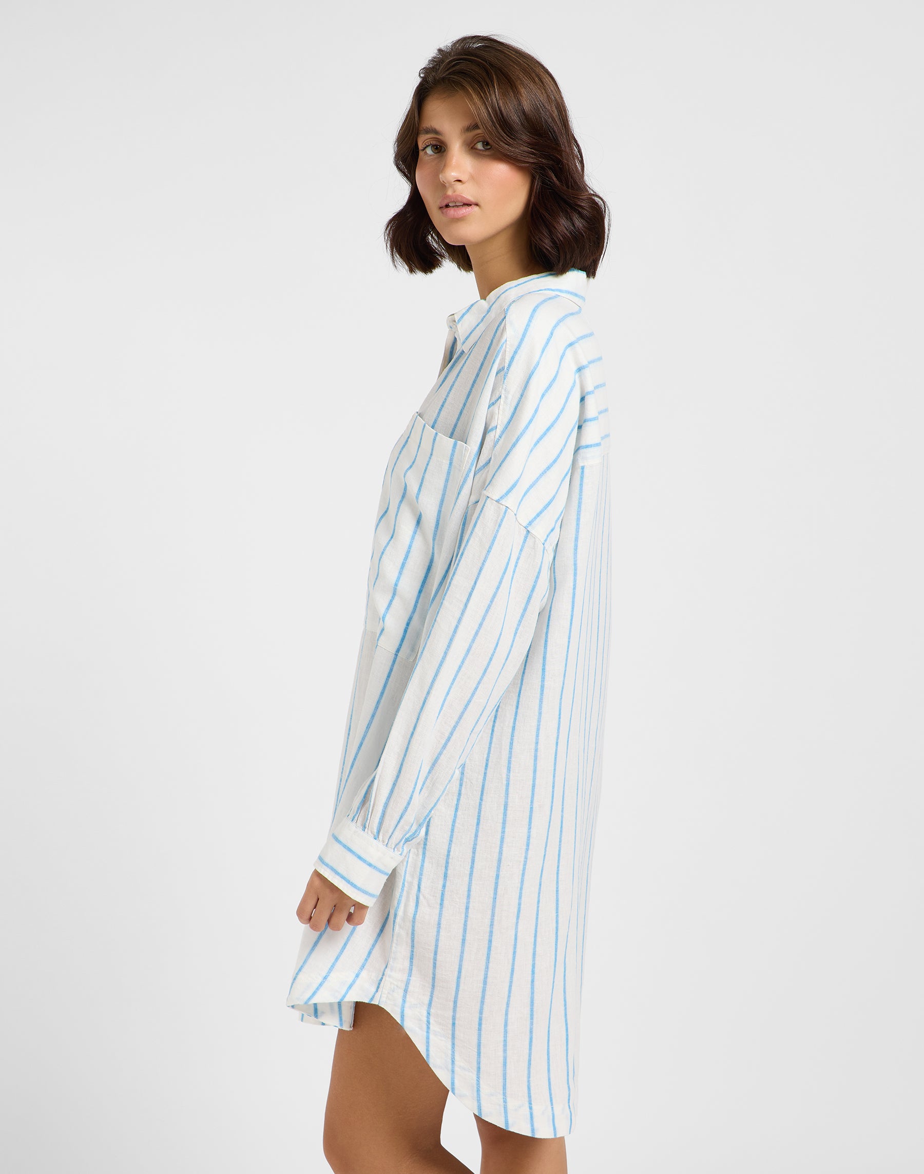 Abito a camicia rilassato in Stream Blue Stripe Dresses Lee