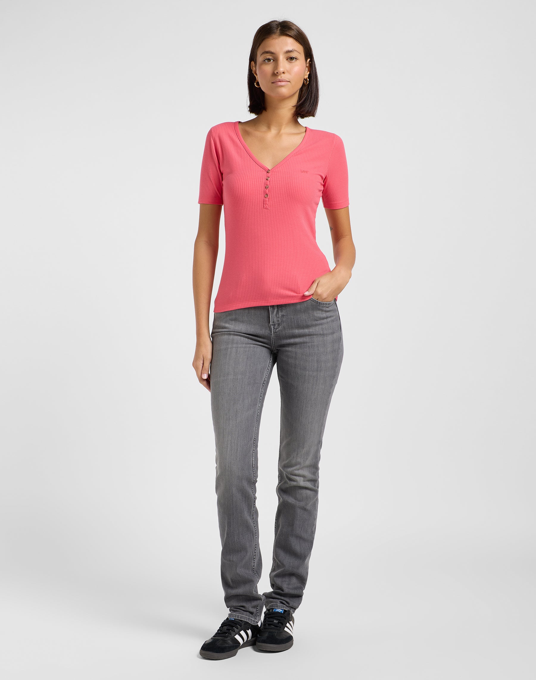 Magliette Ss Henley in Lychee Lee