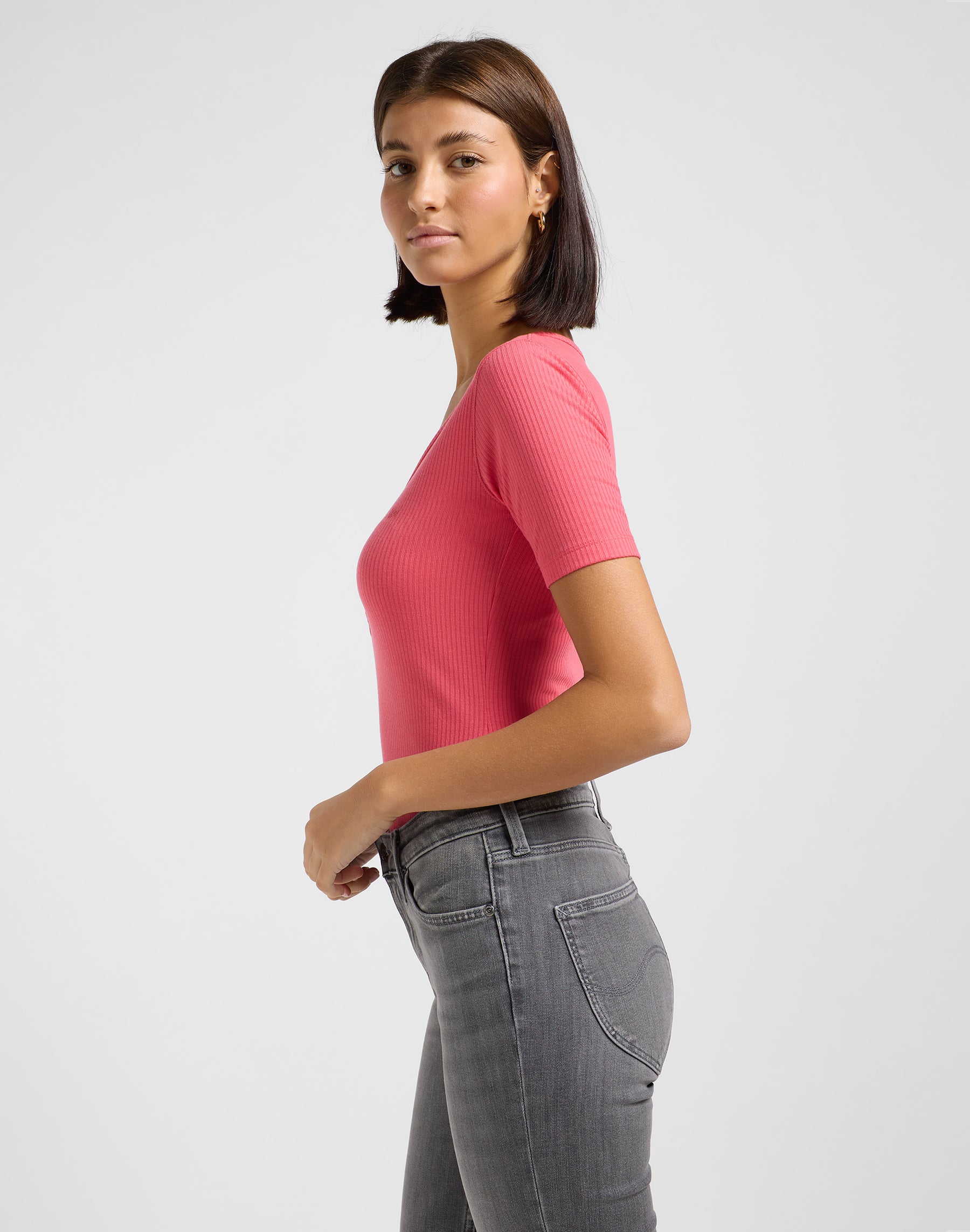 Magliette Ss Henley in Lychee Lee