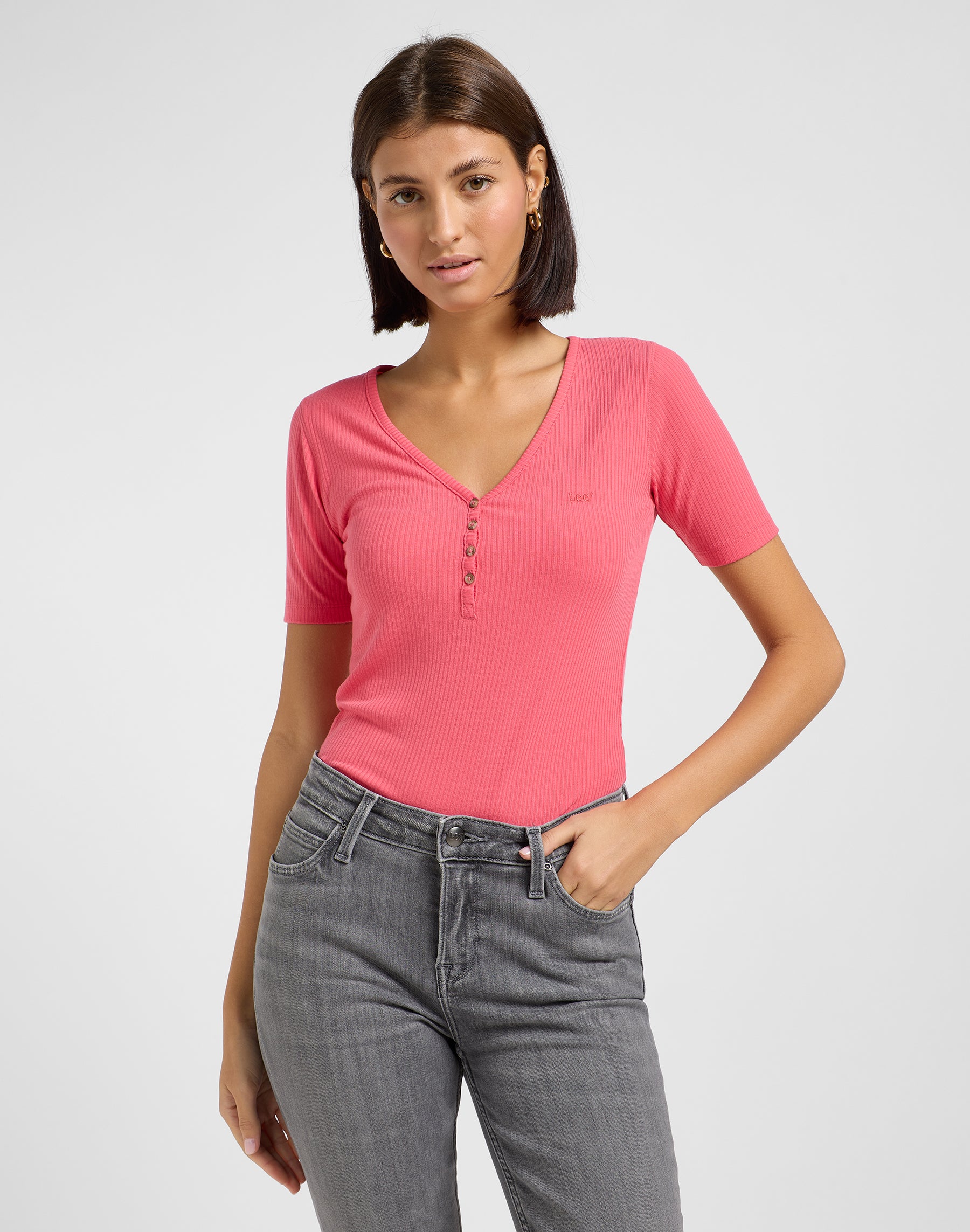 Magliette Ss Henley in Lychee Lee