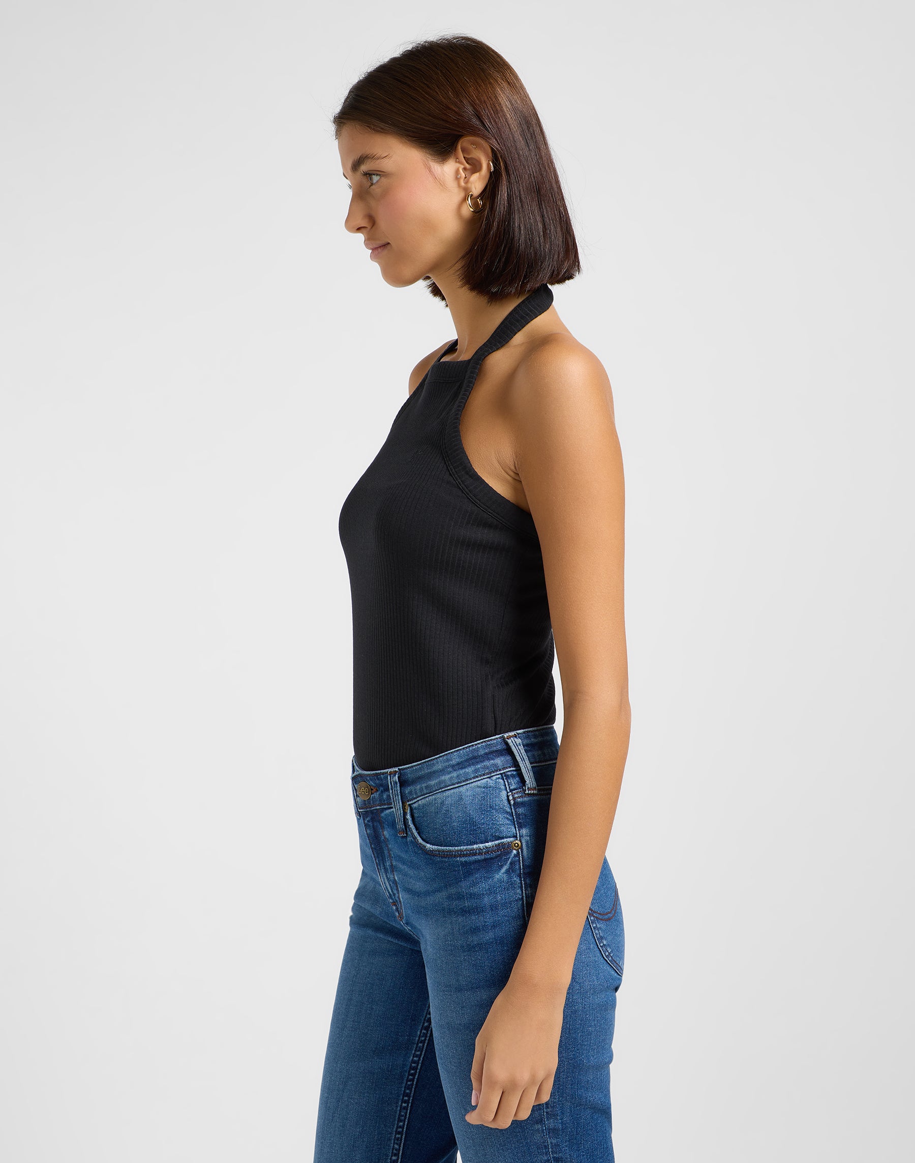 Top halter con schiena scoperta in Unionall Black T-Shirts Lee