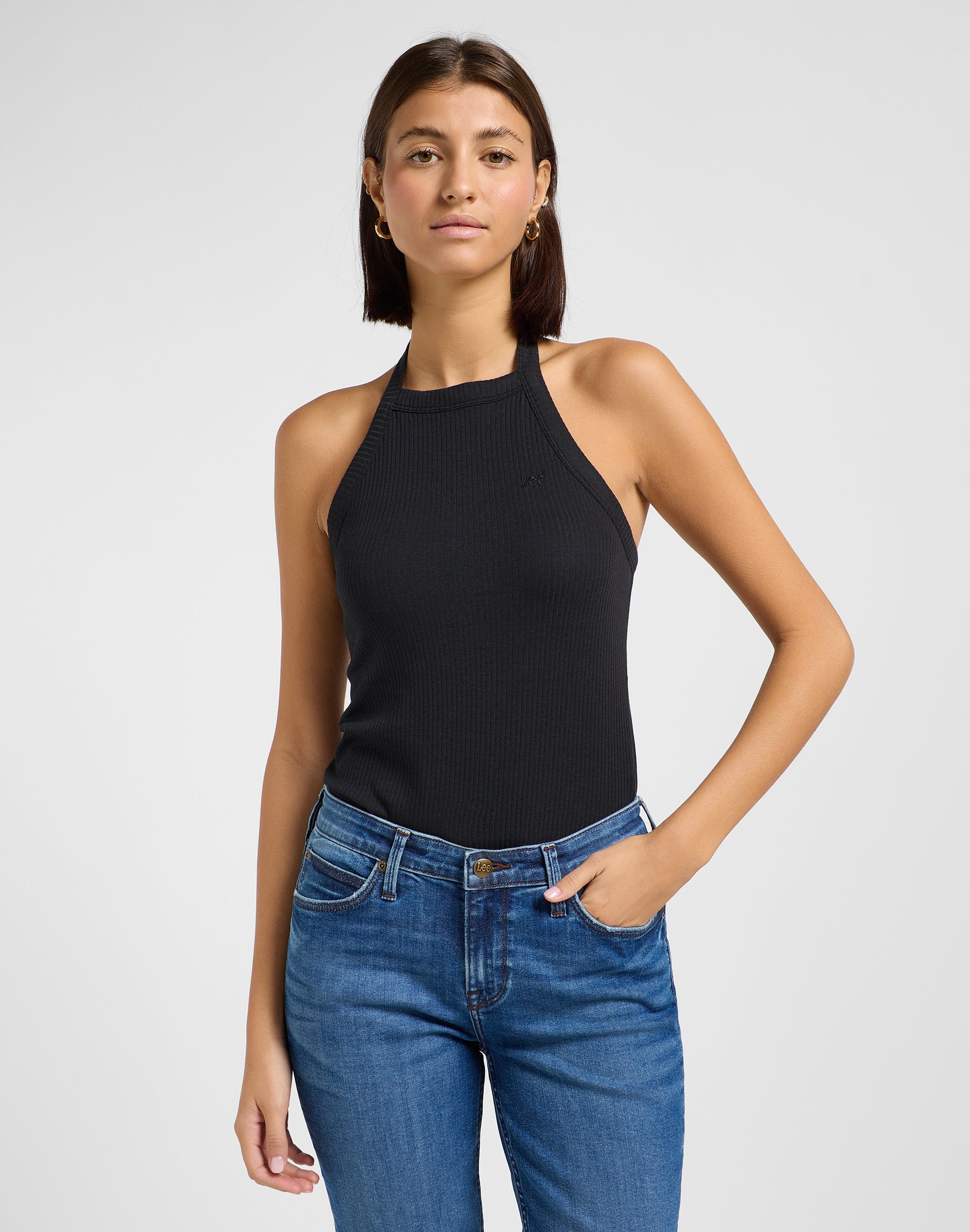 Top halter con schiena scoperta in Unionall Black T-Shirts Lee