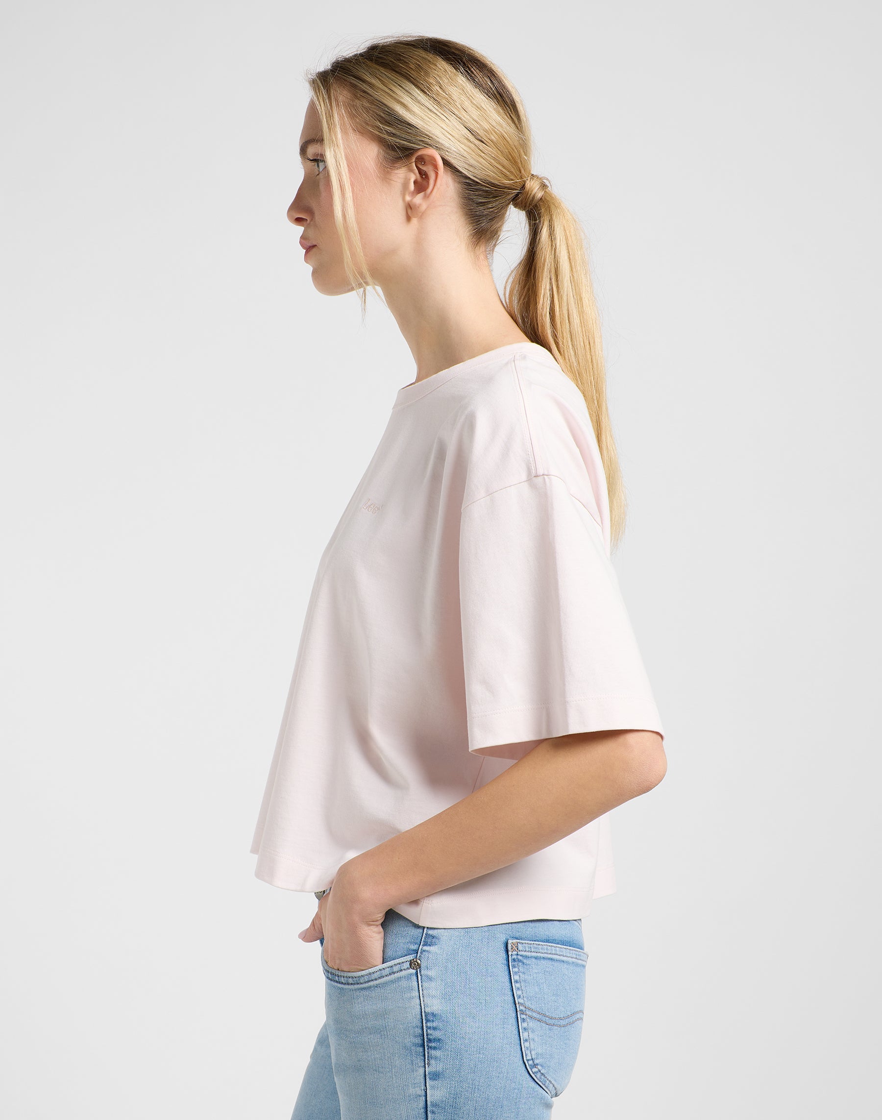 Tee cropped Boxy in Rosa Ghiaccio Magliette Lee
