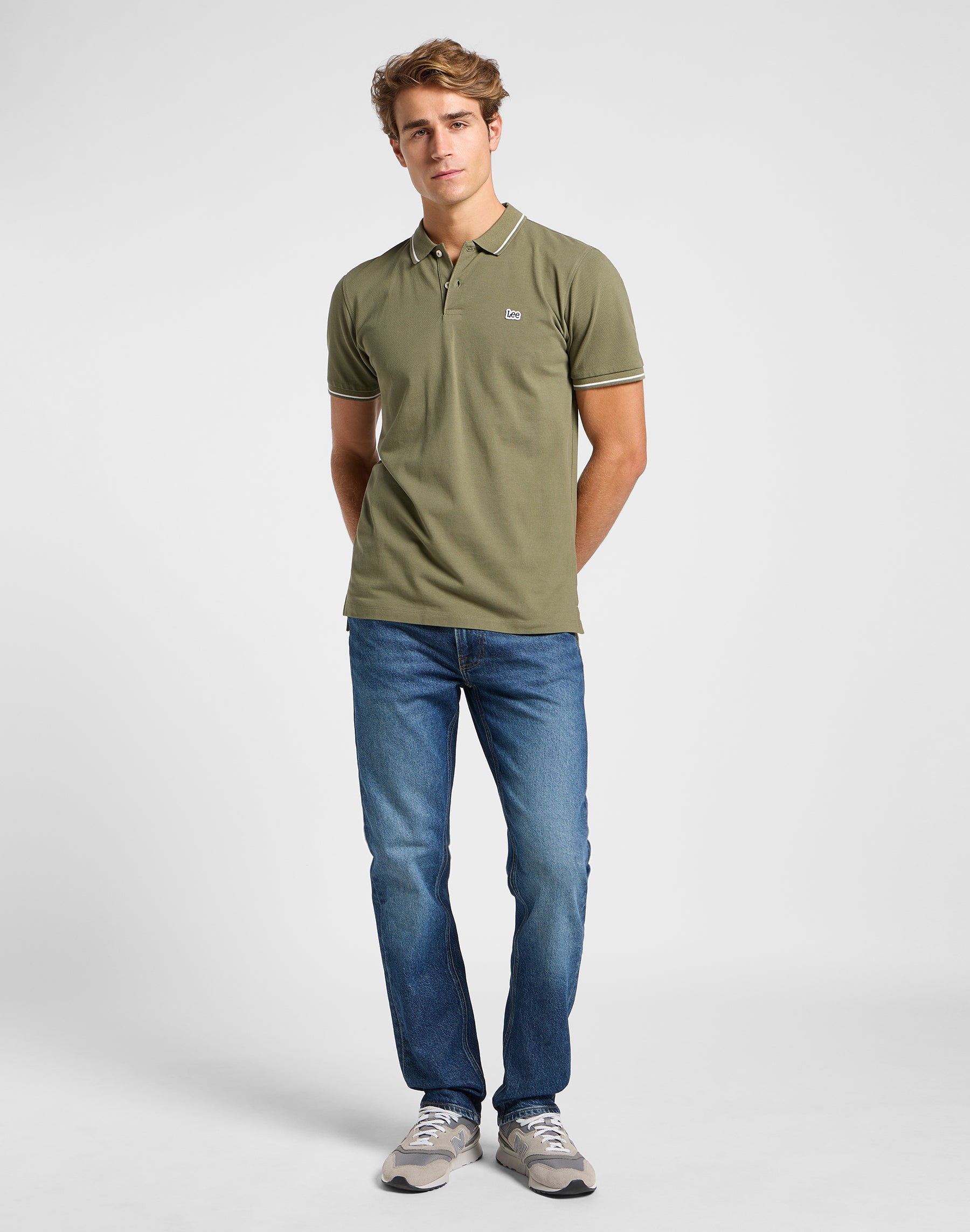 Polo in piqué in verde mercantile T-Shirt Lee