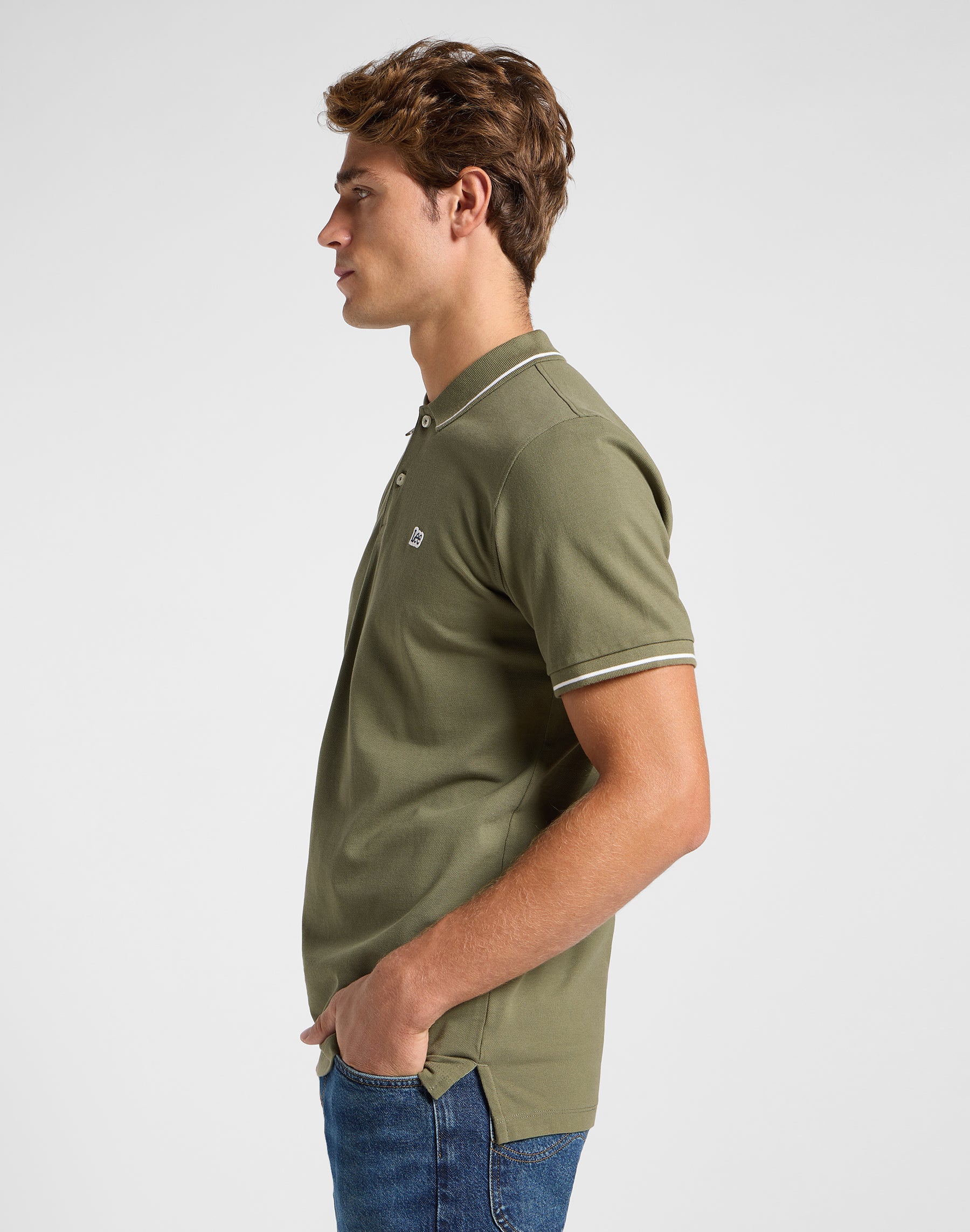 Polo in piqué in verde mercantile T-Shirt Lee