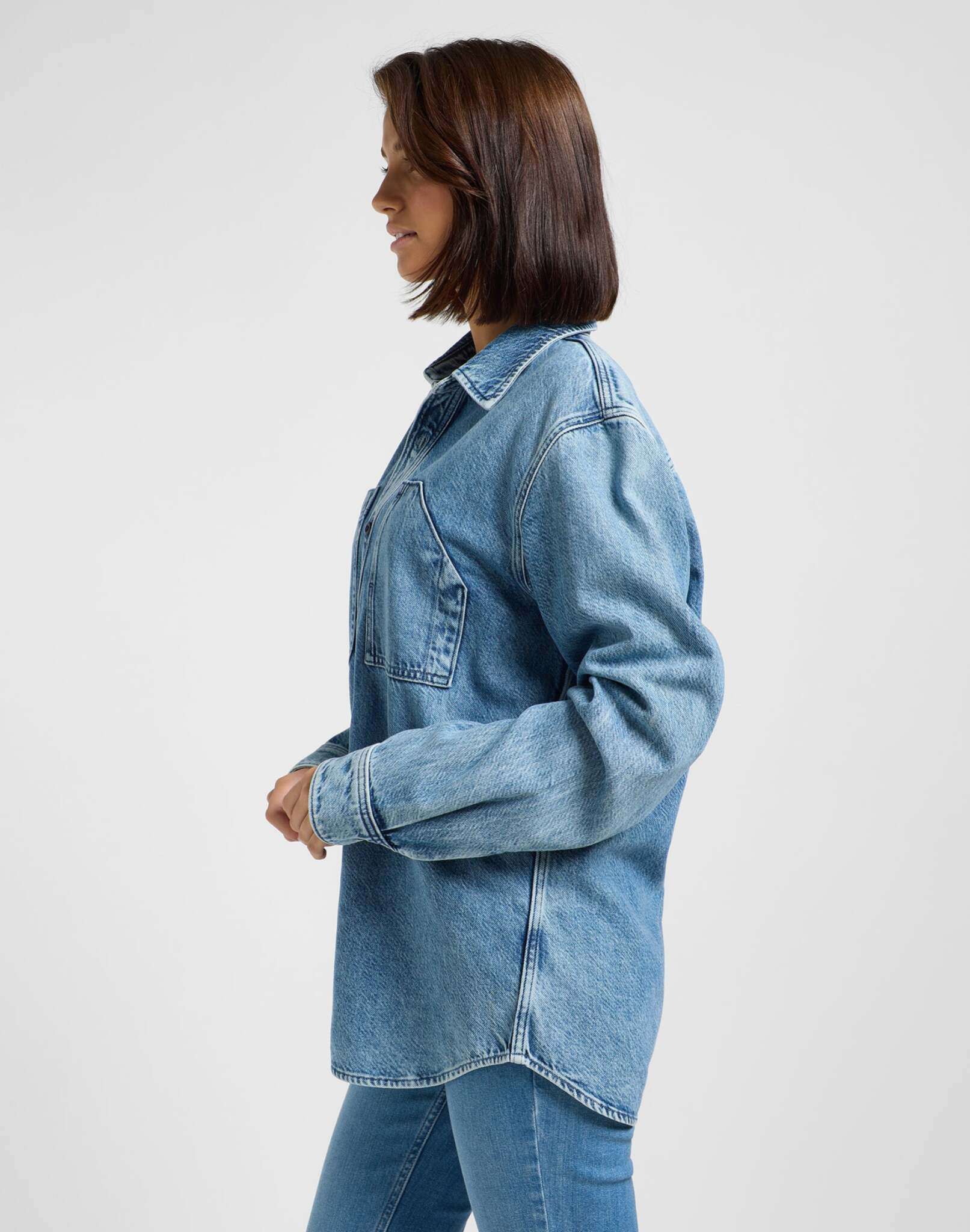 Camicie Engineer Overshirt in Blue Meadow Wash Lee