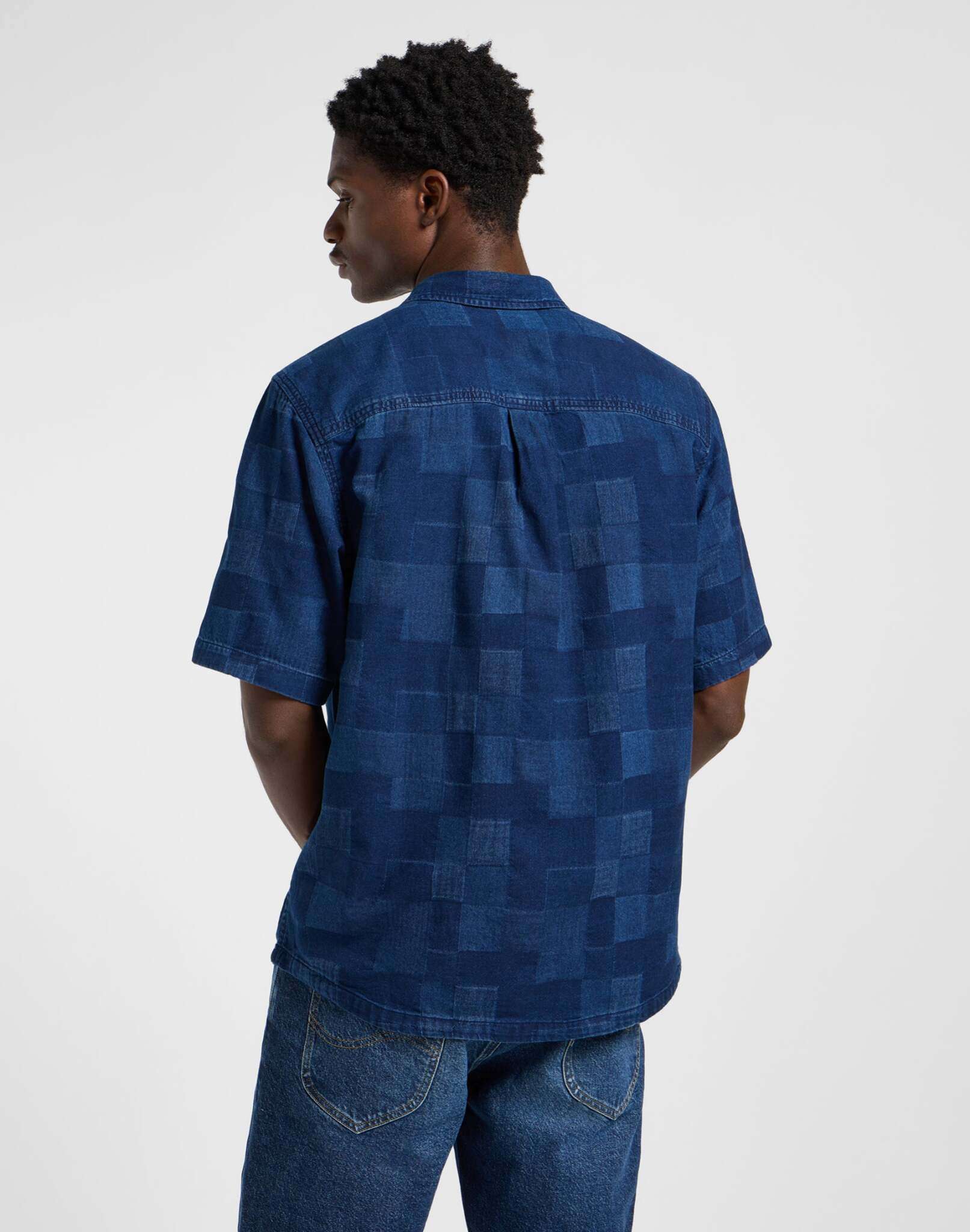 Camicia Popover Ss in Indigo Patchwork Dobby Camicie Lee