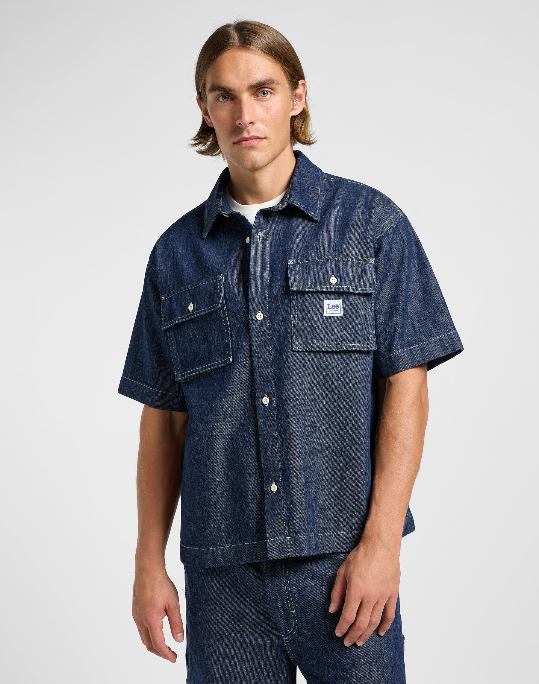 Camicia da lavoro a maniche corte con lavaggio a risciacquo Lee