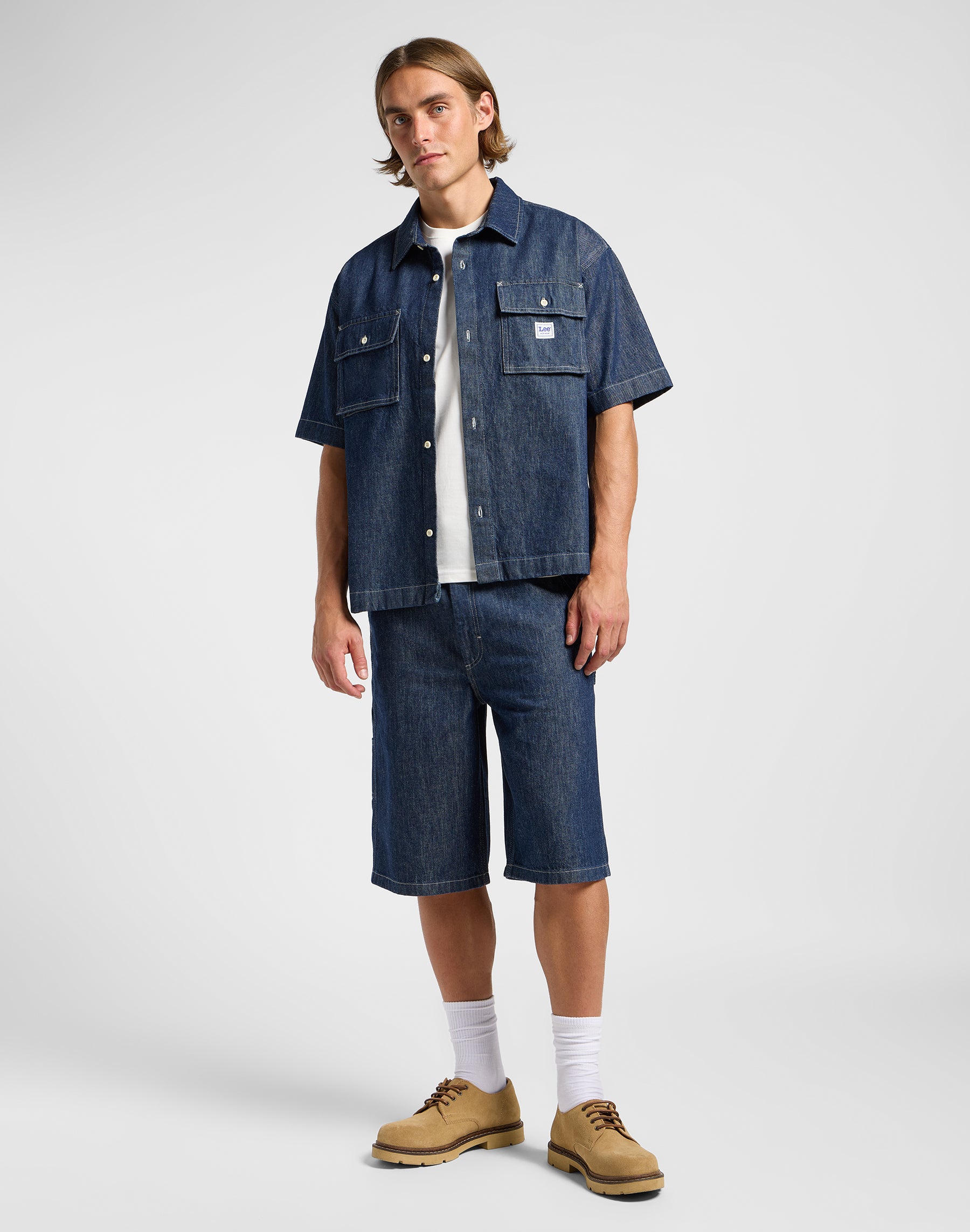 Pantaloncini skater Carpenter in denim risciacquato Lee