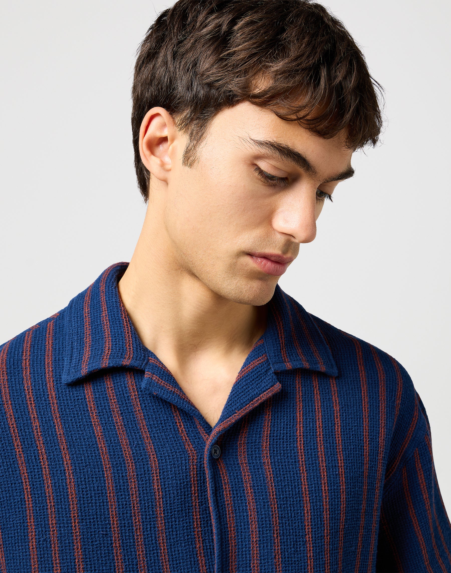 Ss Resort Shirt in Navy Stripe Camicie Wrangler